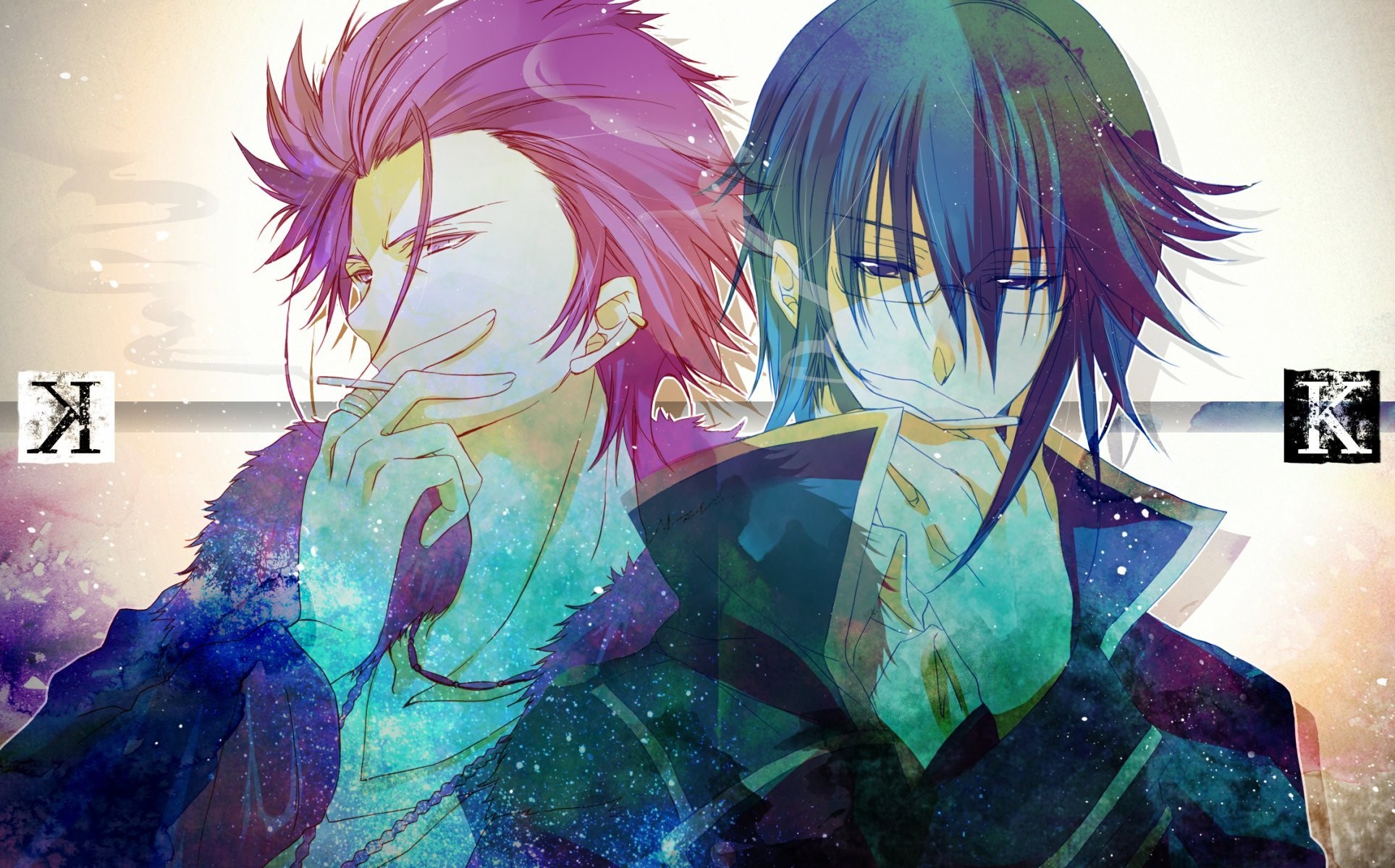 1927x1200 k project suoh mikoto munakata reisi red king blue king man cigarettes the  text