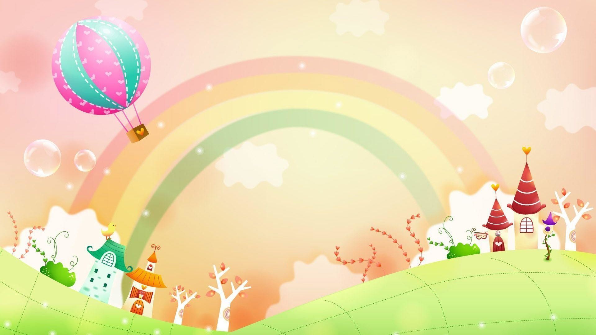 1920x1080 Rainbow over small town wallpaper Wide or HD | Vector Wallpapers