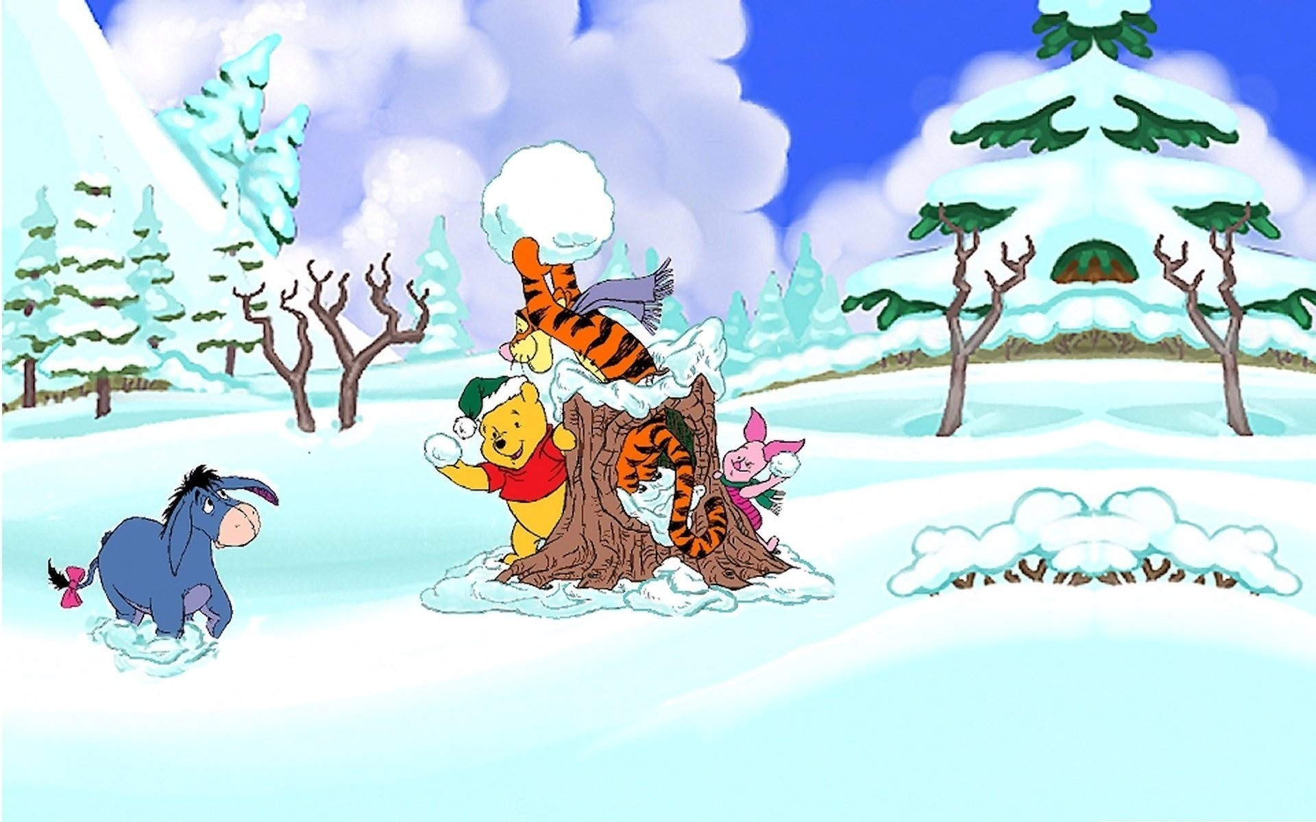 1920x1200 1920x1440 winnie the pooh christmas | Winnie The Pooh Christmas Decorating  Wallpaper with 1920x1440 .