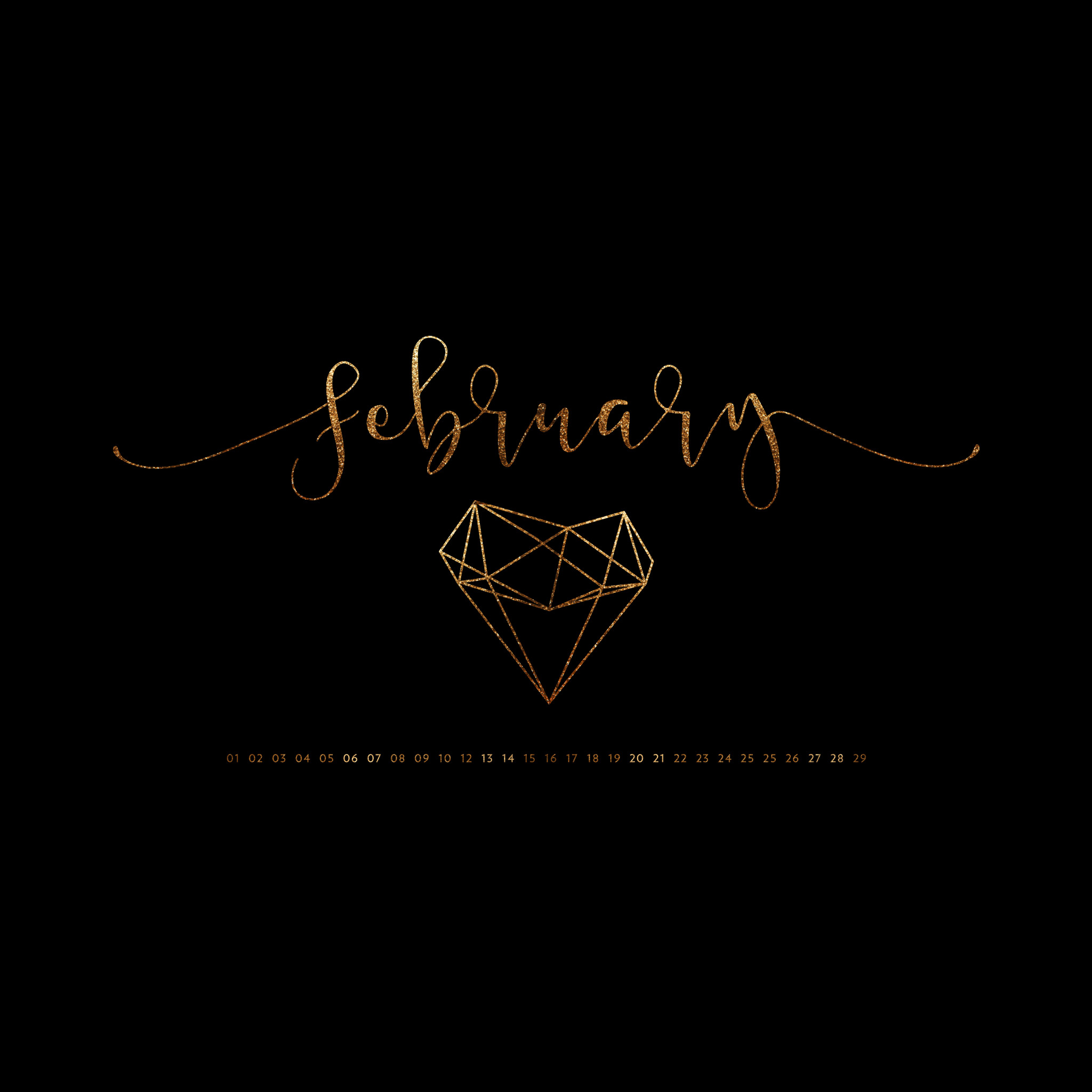 2048x2048 February 2016 Desktop Calendar Wallpaper