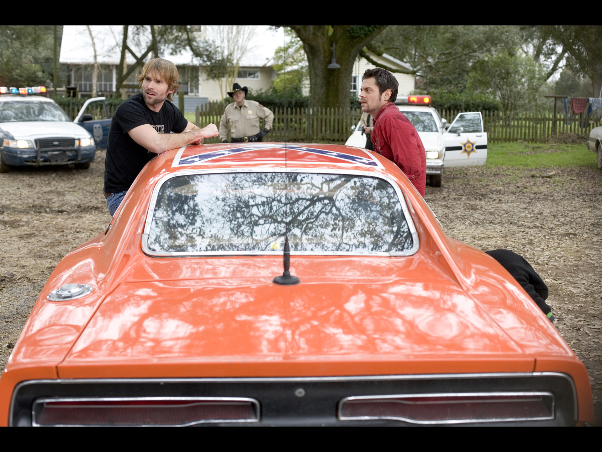 1920x1440 1969 Dodge Charger - General Lee from " The Dukes of Hazzard" Movie - Rear  - Seann William Scott & Johnny Knoxville -  Wallpaper