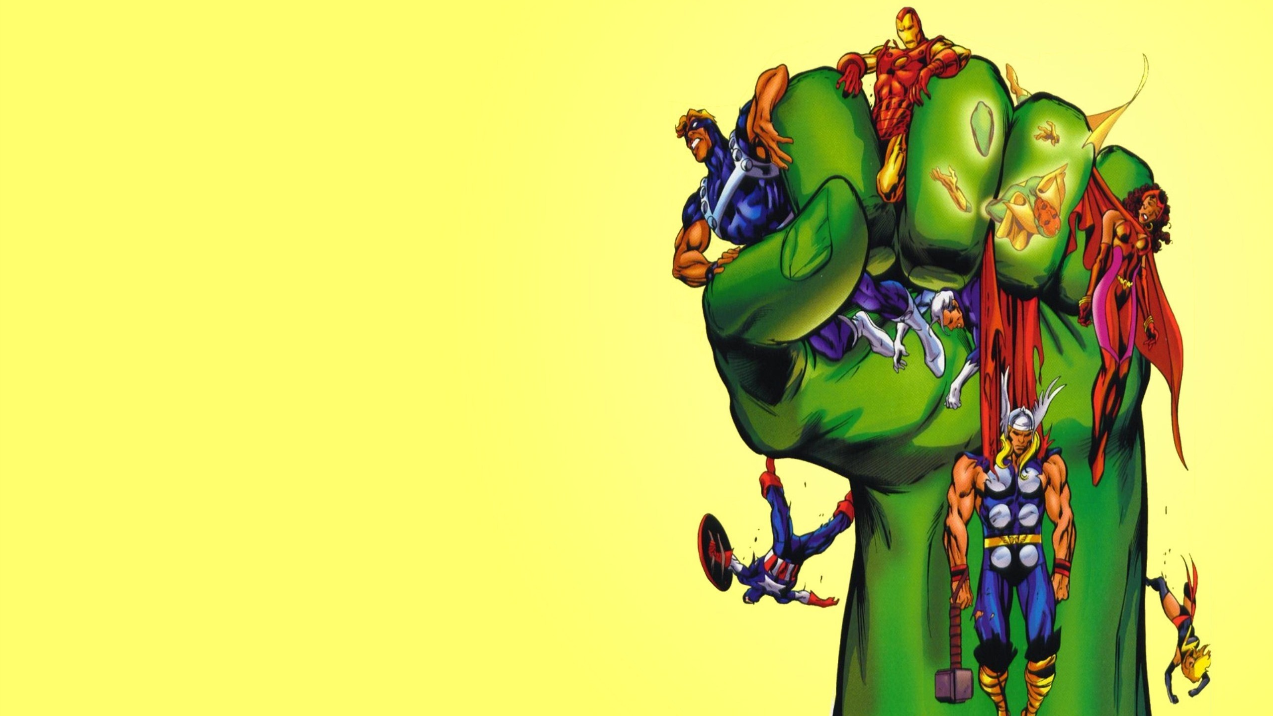 2560x1440 Comics - Avengers Iron Man Scarlet Witch Thor Captain America Hulk Ms. Marvel  Vision (