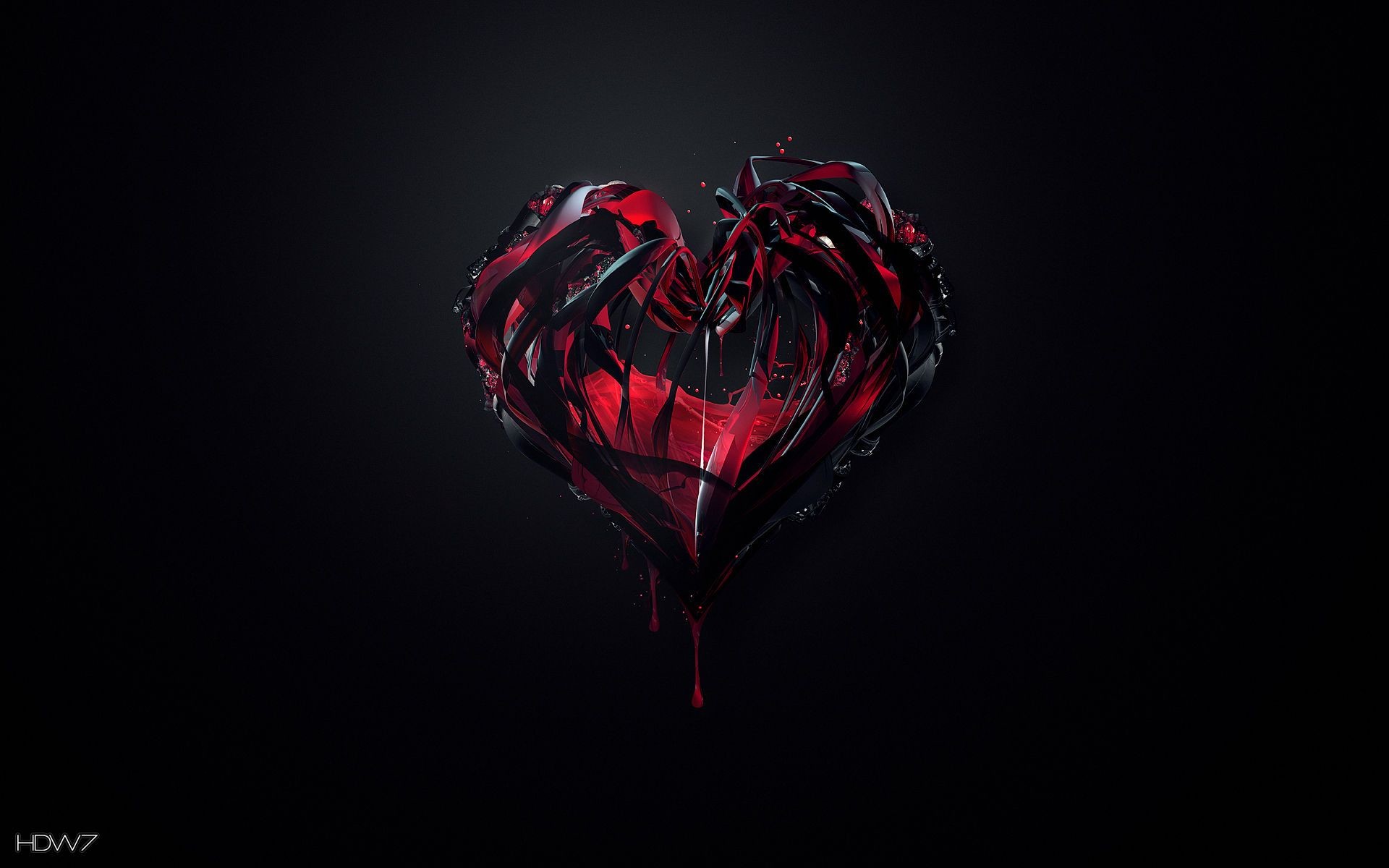 Red heart on black background black heart HD wallpaper  Peakpx