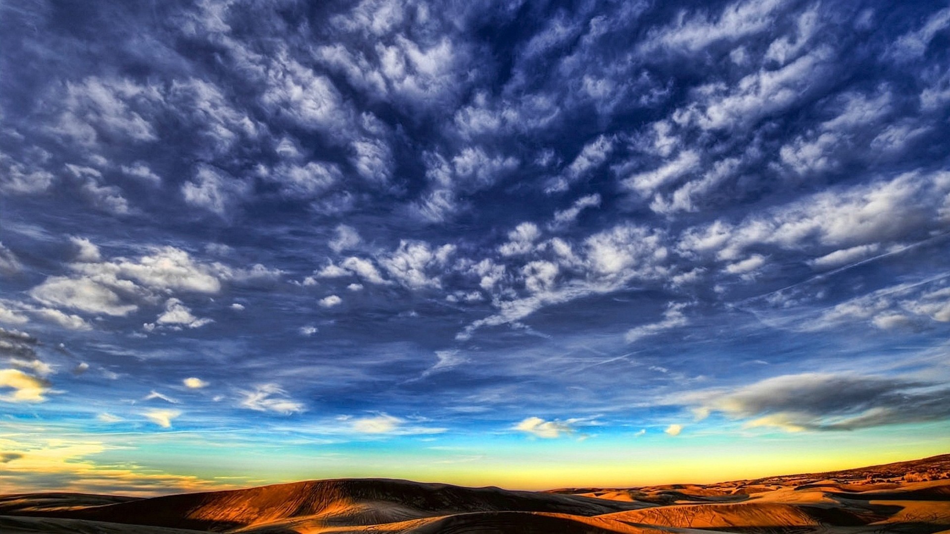 1920x1080  Wallpaper clouds, sky, lines, patterns, desert