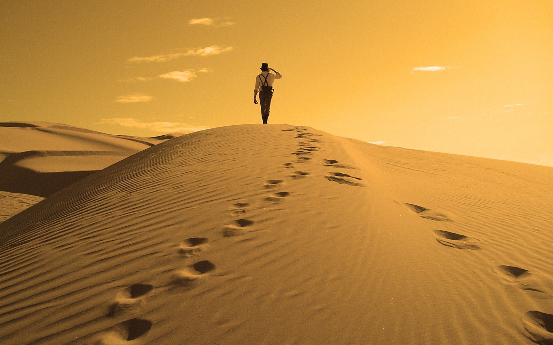1920x1200 A Man Walking in Desert Wallpaper