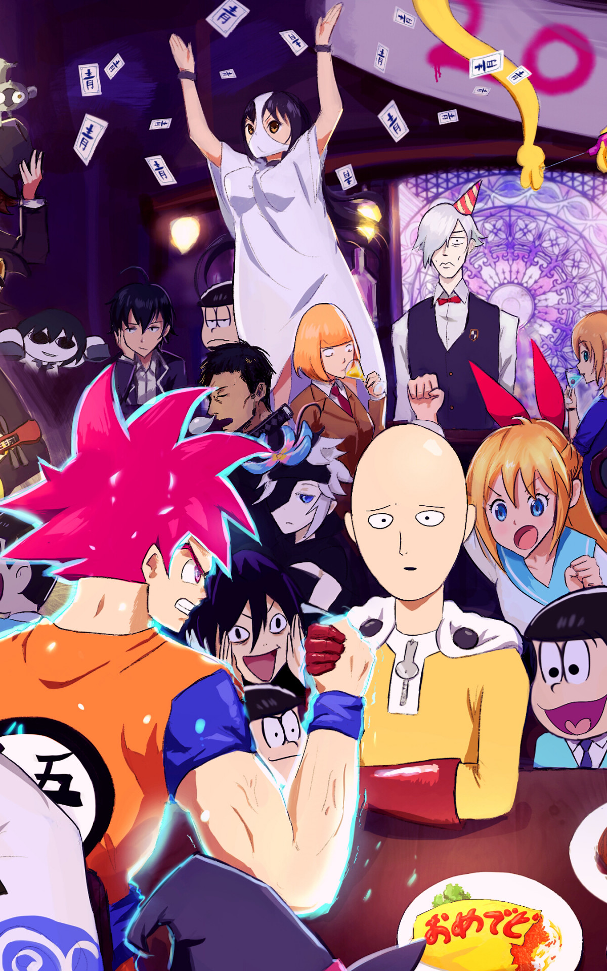 1200x1920 Anime Crossover, One Punch Man, Shokugeki No Soma, Danmachi, Gintama, Death
