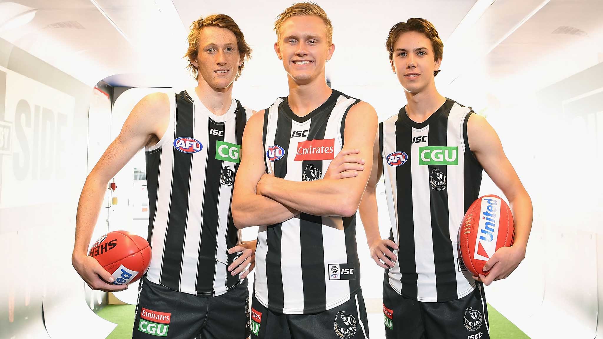 2048x1152 Magpie draftees Nathan Murphy, Jaidyn Stephenson and Tyler Brown. Picture:  AFL Photos