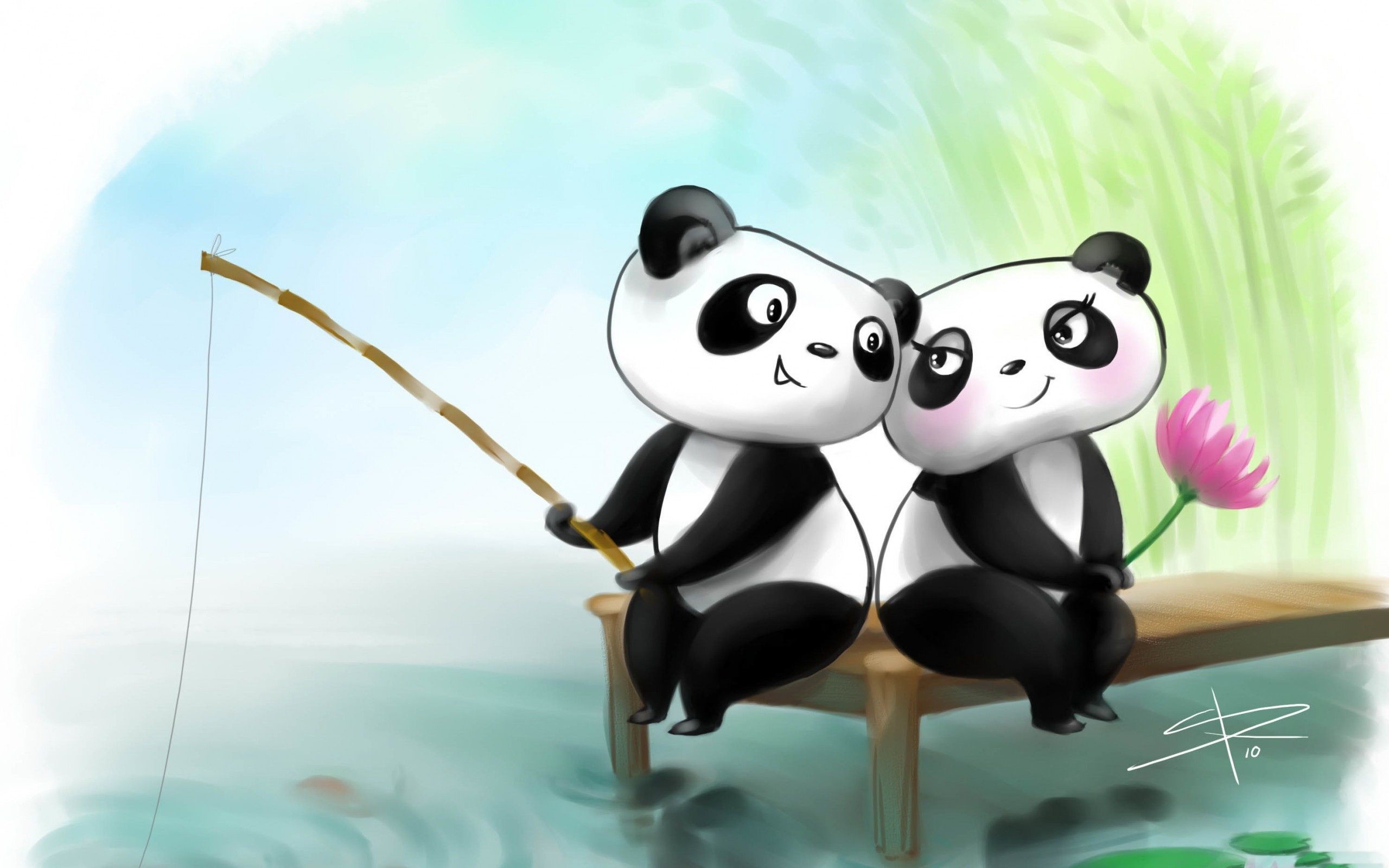 2560x1600 Panda Love Cute Wallpaper For Desktop, Laptop & Mobile
