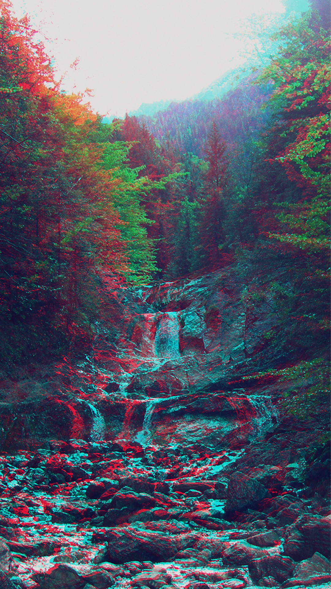 1080x1920 Anaglyph Mountain Green Nature Art iPhone 8 wallpaper