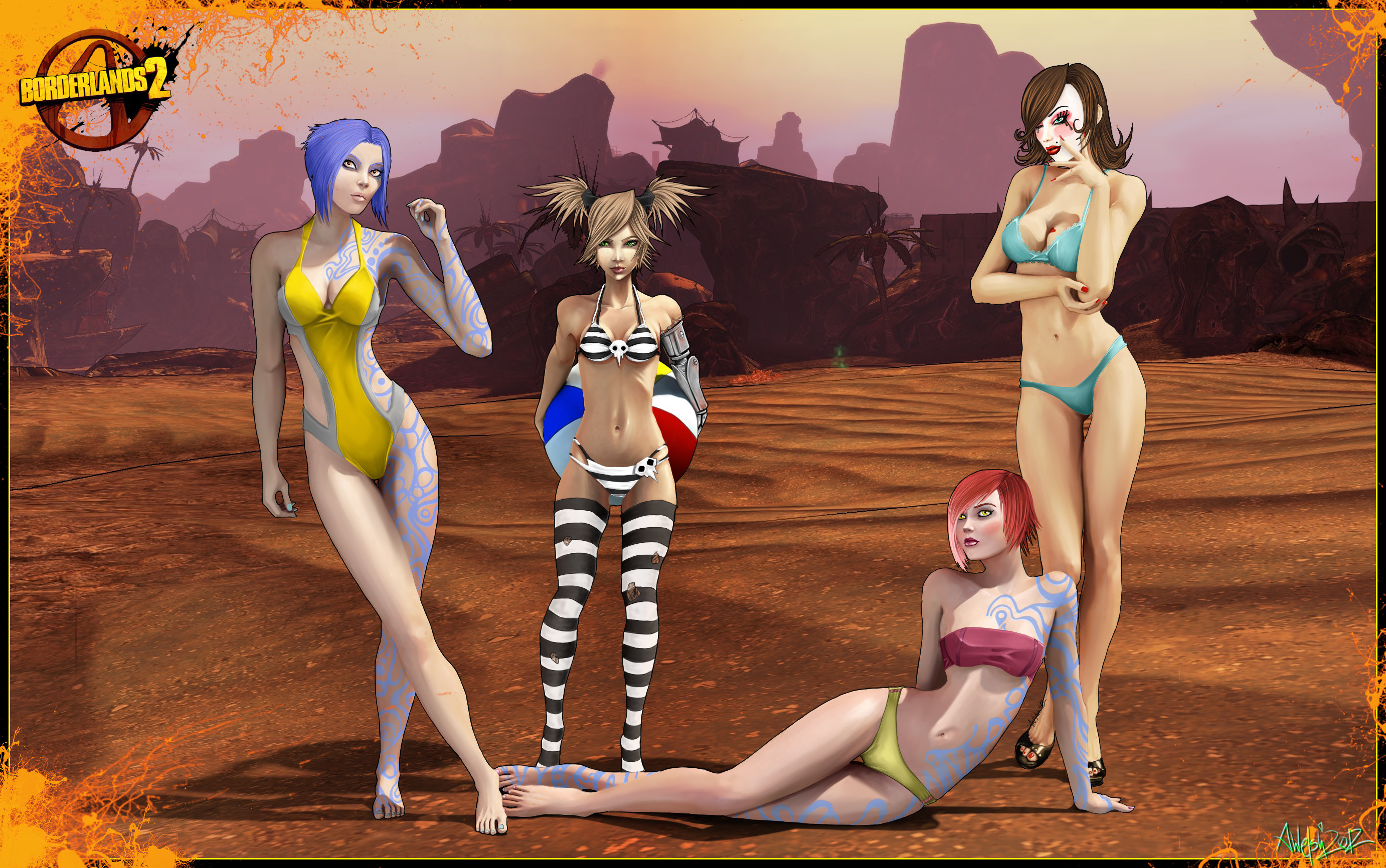 2764x1732 Women Borderlands 2 Video Games Bikinis Swimsuits