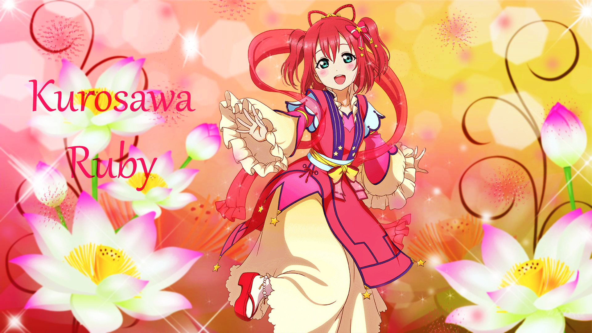 1920x1080 Kurosawa Ruby (Love Live Sunshine! - Aqours) Tanabata vers. Wallpaper with  the name written and without
