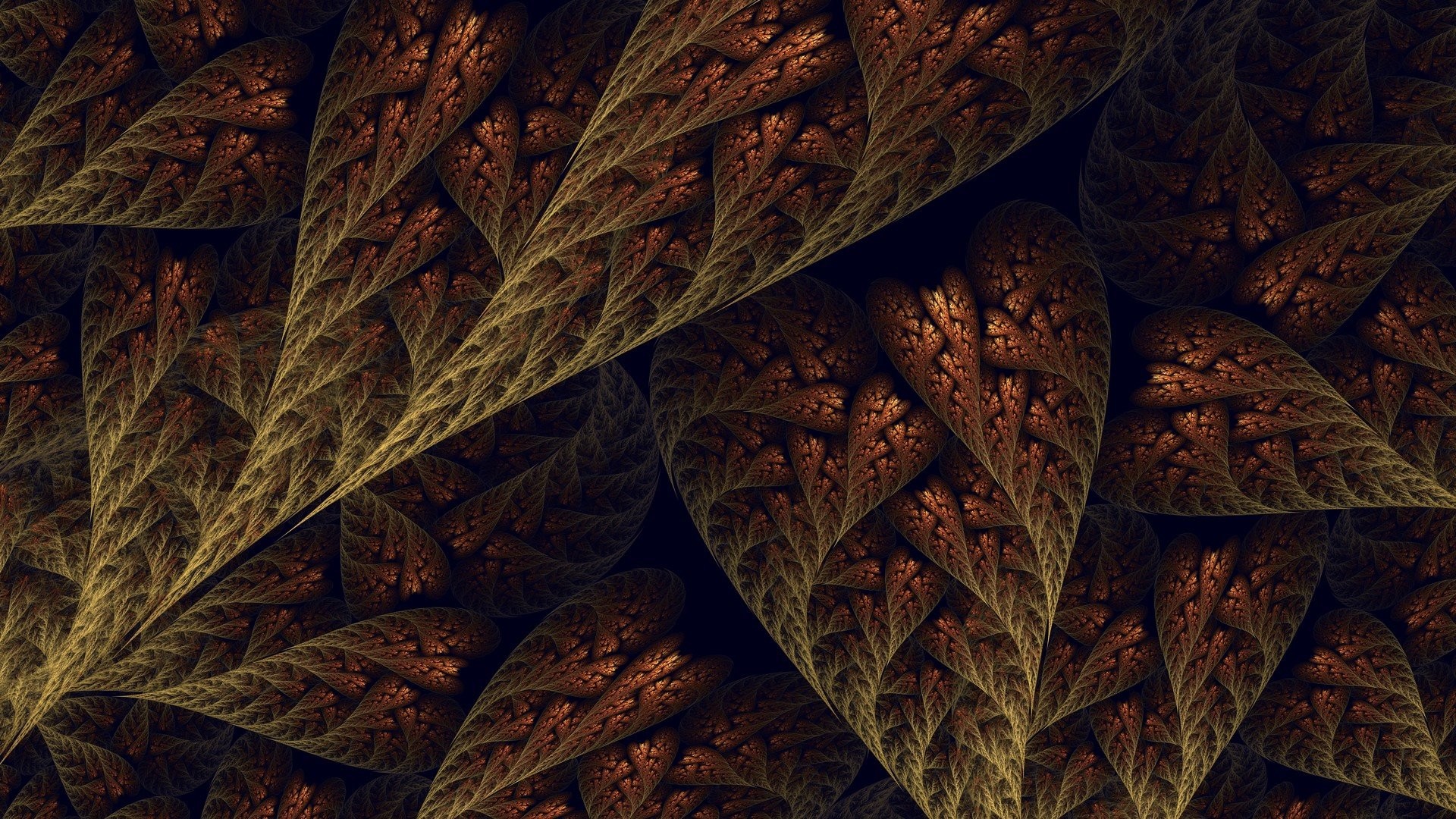 1920x1080 abstract, Leaves, Fractals, Brown, Digital, Art Wallpapers HD / Desktop and  Mobile Backgrounds