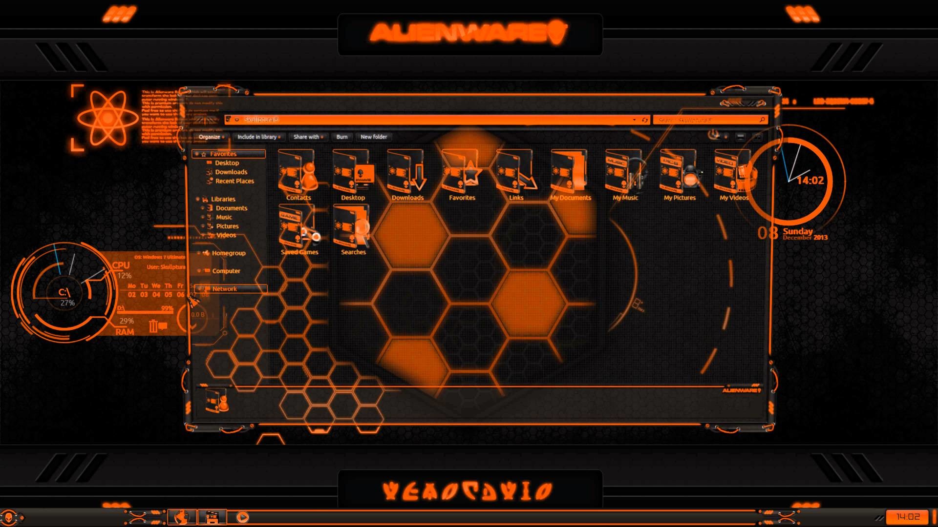 1920x1080 AlienwareÂ® Eclipse Orange Premium Theme for Windows Se7en with 7tsp  AlienwareÂ® Orange Icon Pack - YouTube