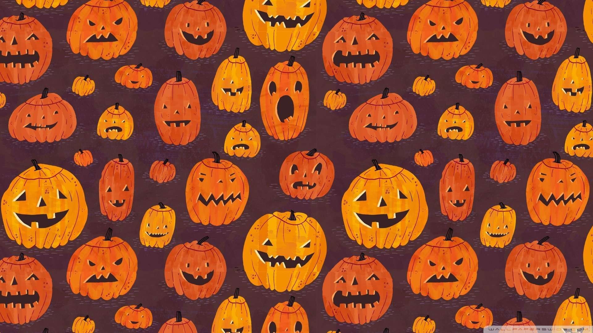 1920x1080 Halloween Pumpkins Pattern Wallpaper 1080p HD