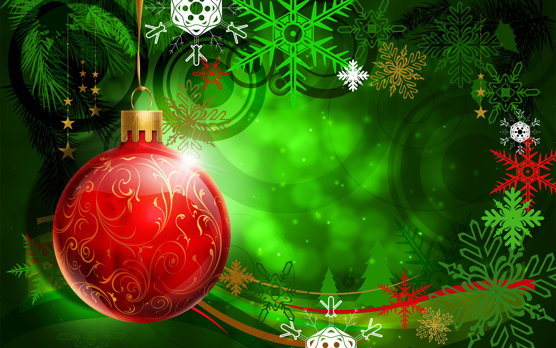 1920x1200 Red Christmas Ball on Green Background Wallpapers - HD Wallpapers 16426