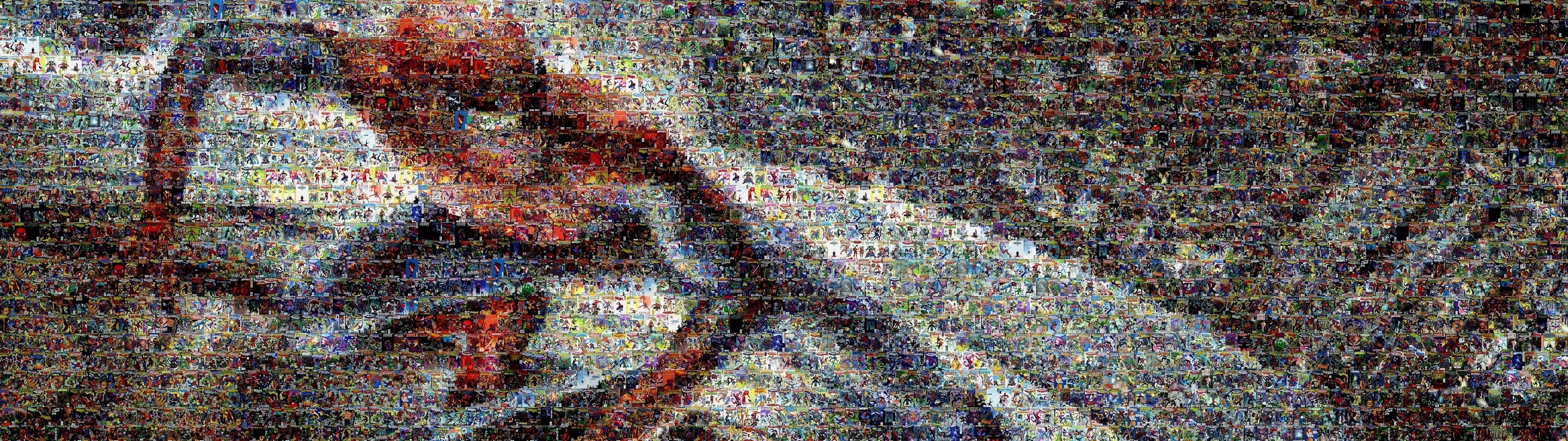 3840x1080 0 MultiWa Spiderman Mosaic Marvel Comics Collage Multi Dual Screen 