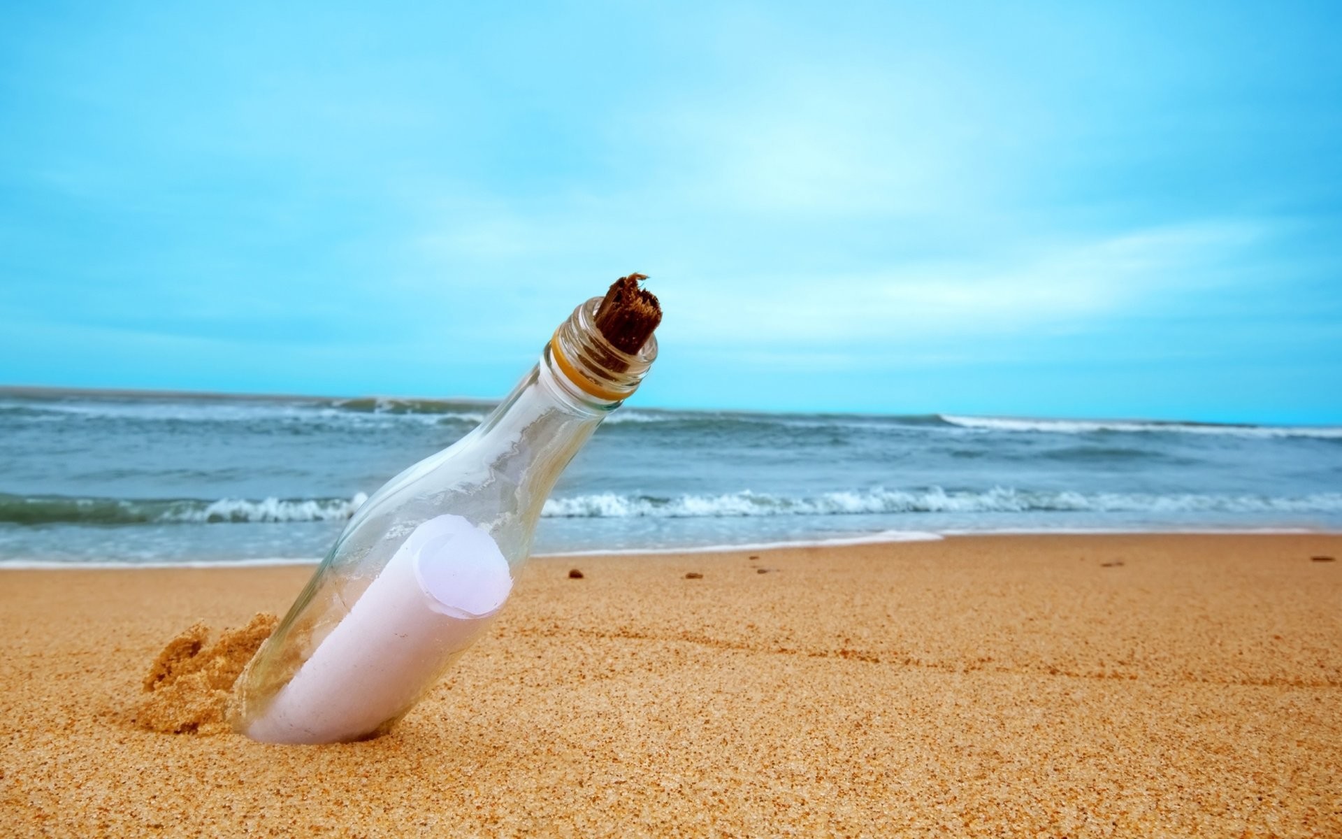 1920x1200 mood a bottle a letter note message beach sand sea river water sea background  wallpaper widescreen