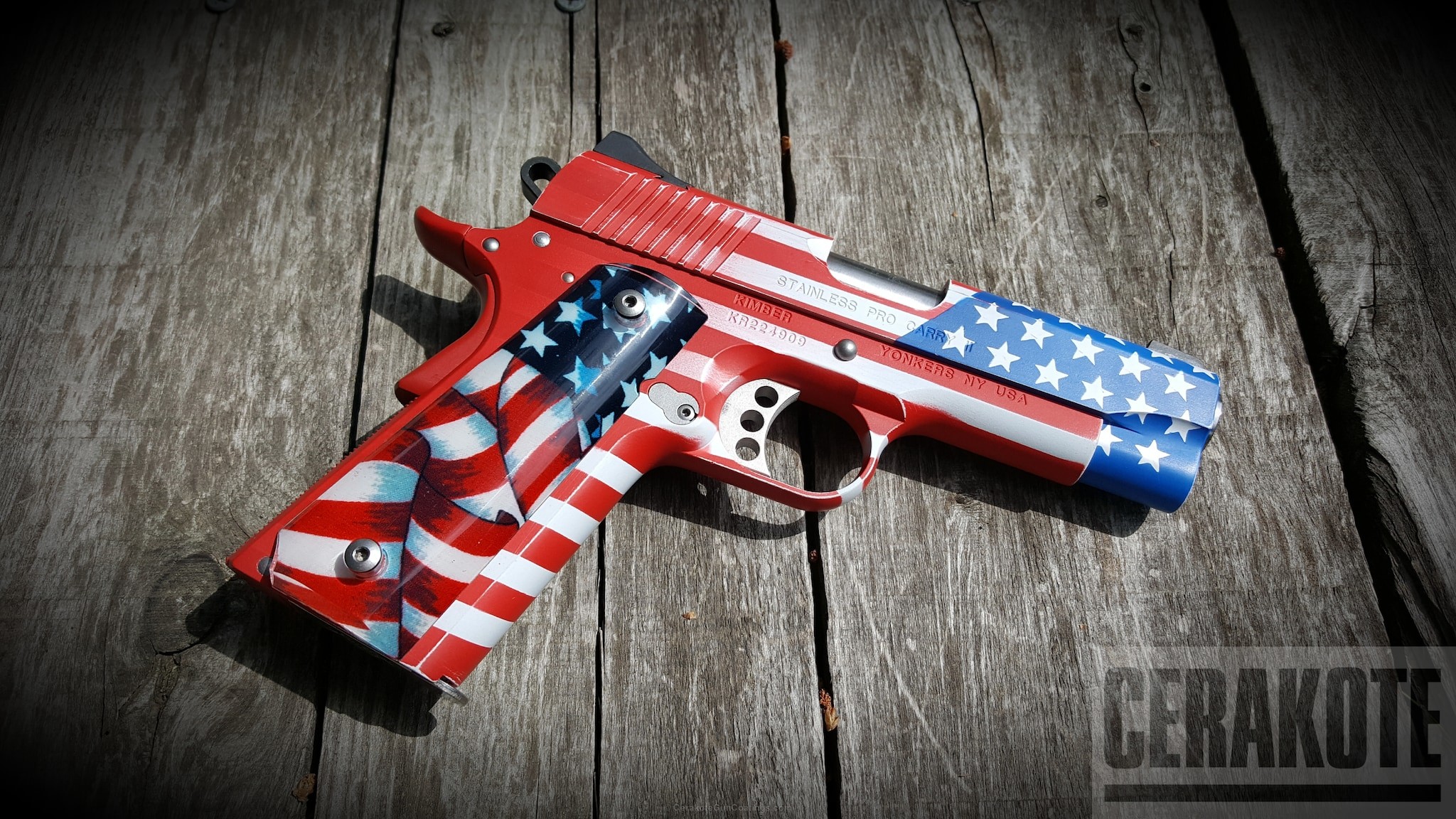 2048x1152 Big version of the 1st project picture. Kimber, American Flag, Pistol,  Kimber