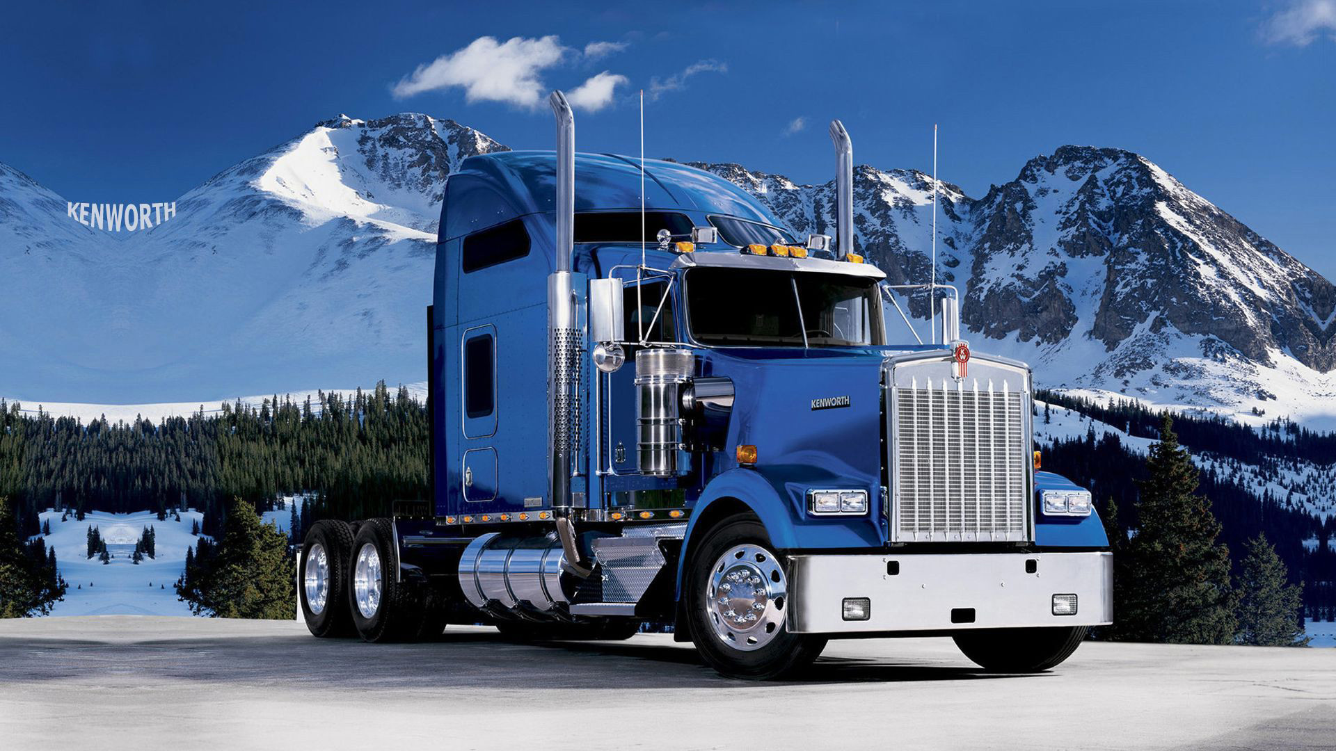 1920x1080 Kenworth truck in the mountains: