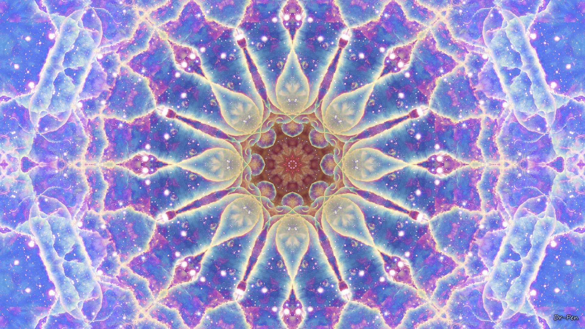1920x1080 Pattern - Abstract Artistic Manipulation Digital Mandala Space Blue Star  Pattern Purple Wallpaper