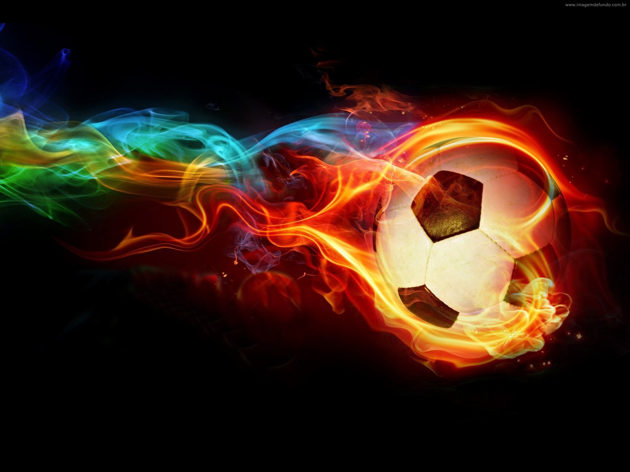 2048x1536 Download Neon Fire Soccer Ball wallpaper