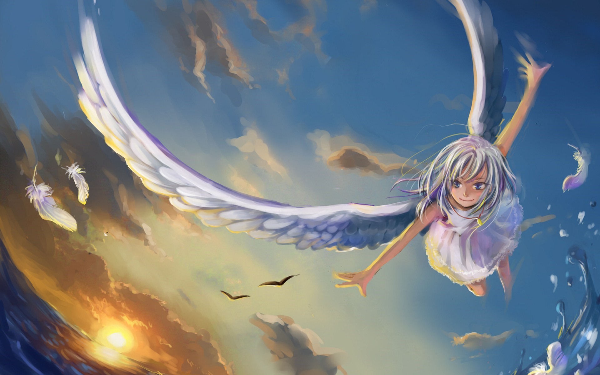 Anime, Wings, Sad, Angel, Short Hair, HD wallpaper