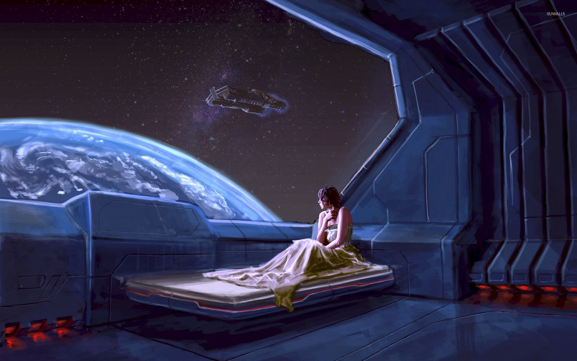 1920x1200 Girl in a spaceship wallpaper