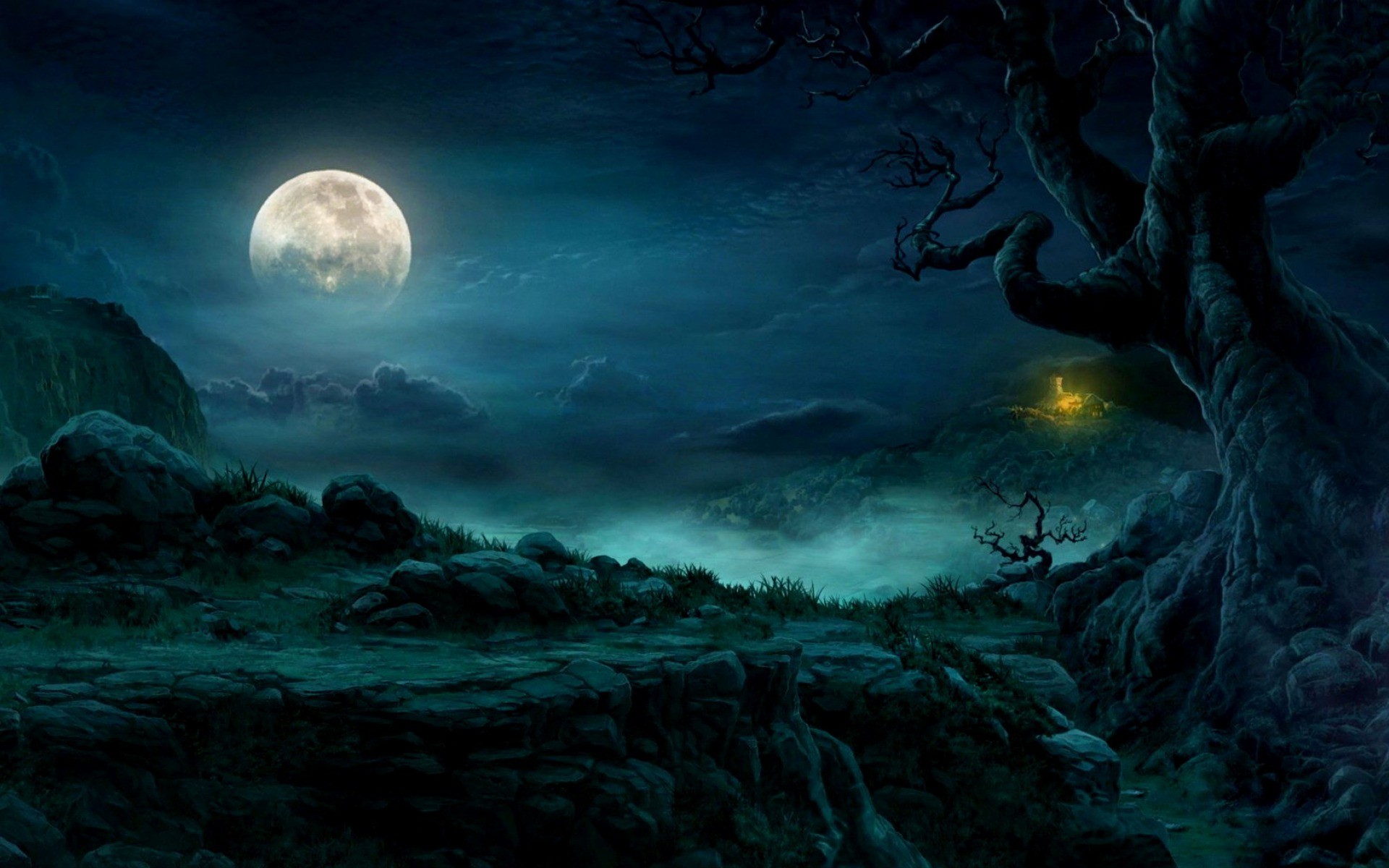 1920x1200 Image: Mysterious Night Full Moon wallpapers and stock photos. Â«