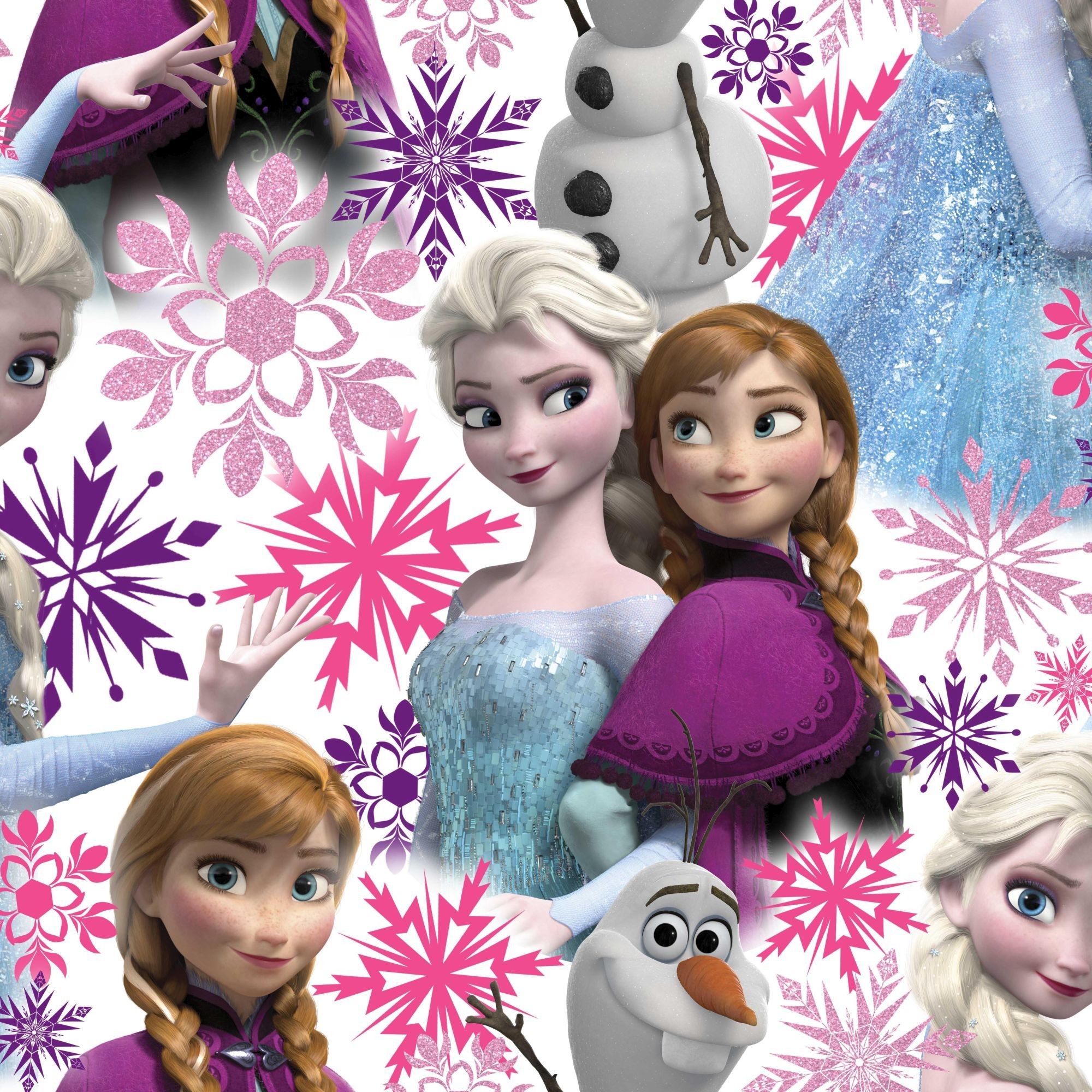 2000x2000 Disney Frozen Anna Elsa & Olaf Pink Shimmer Wallpaper