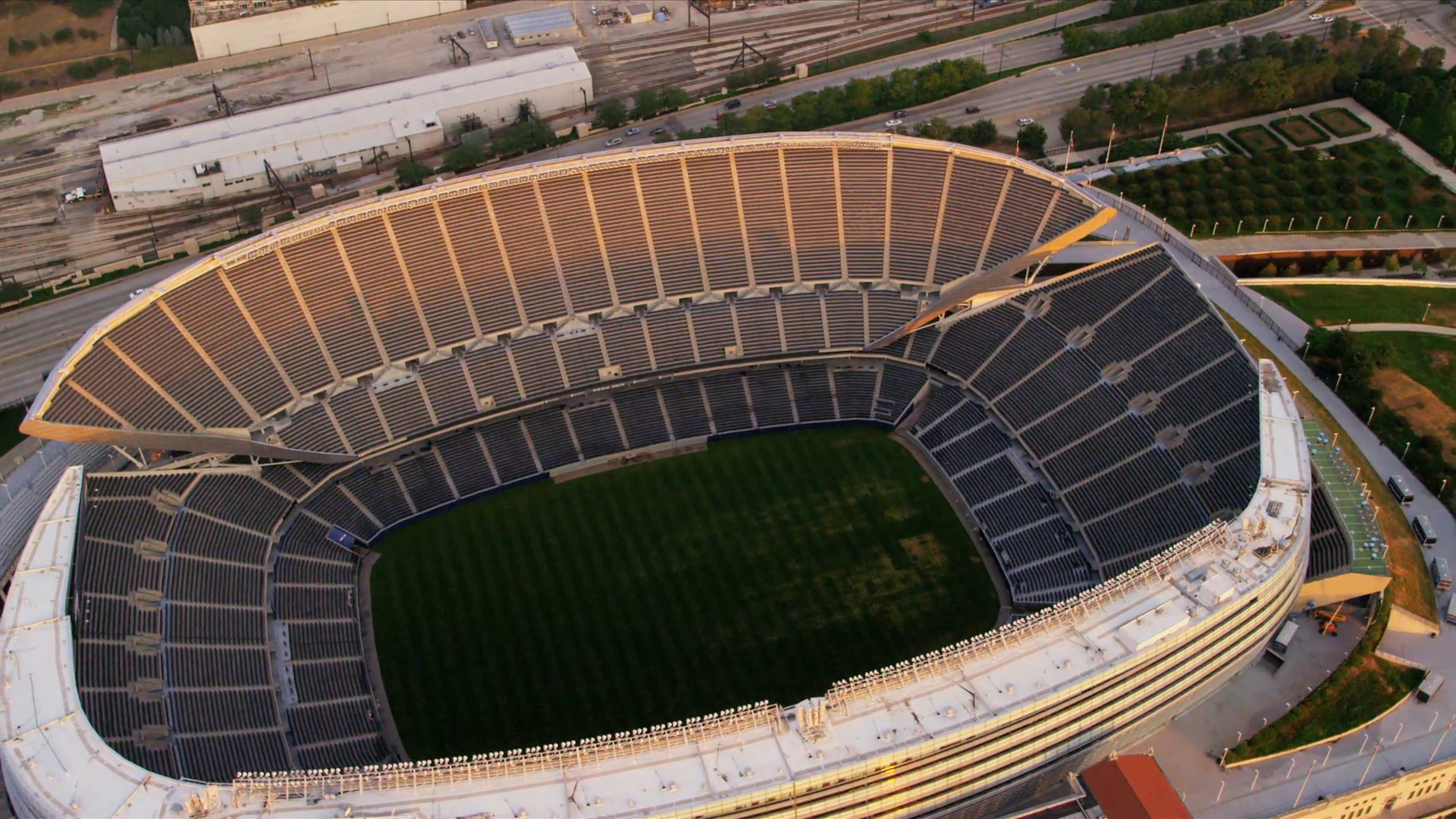 1920x1080 Aerial view Chicago Bears Football Stadium, Chicago, USA Stock Video  Footage - VideoBlocks