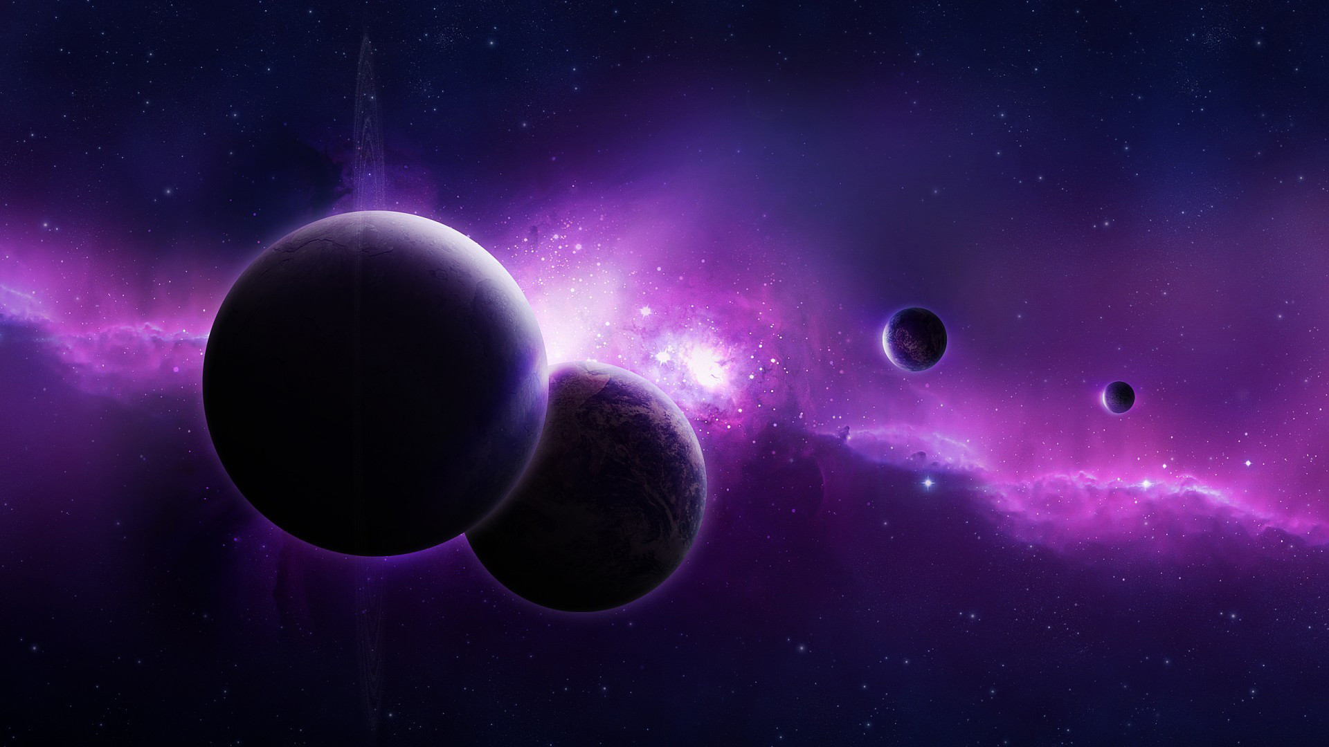 1920x1080 Twins-Planet-With-Purple-Nebula-Background