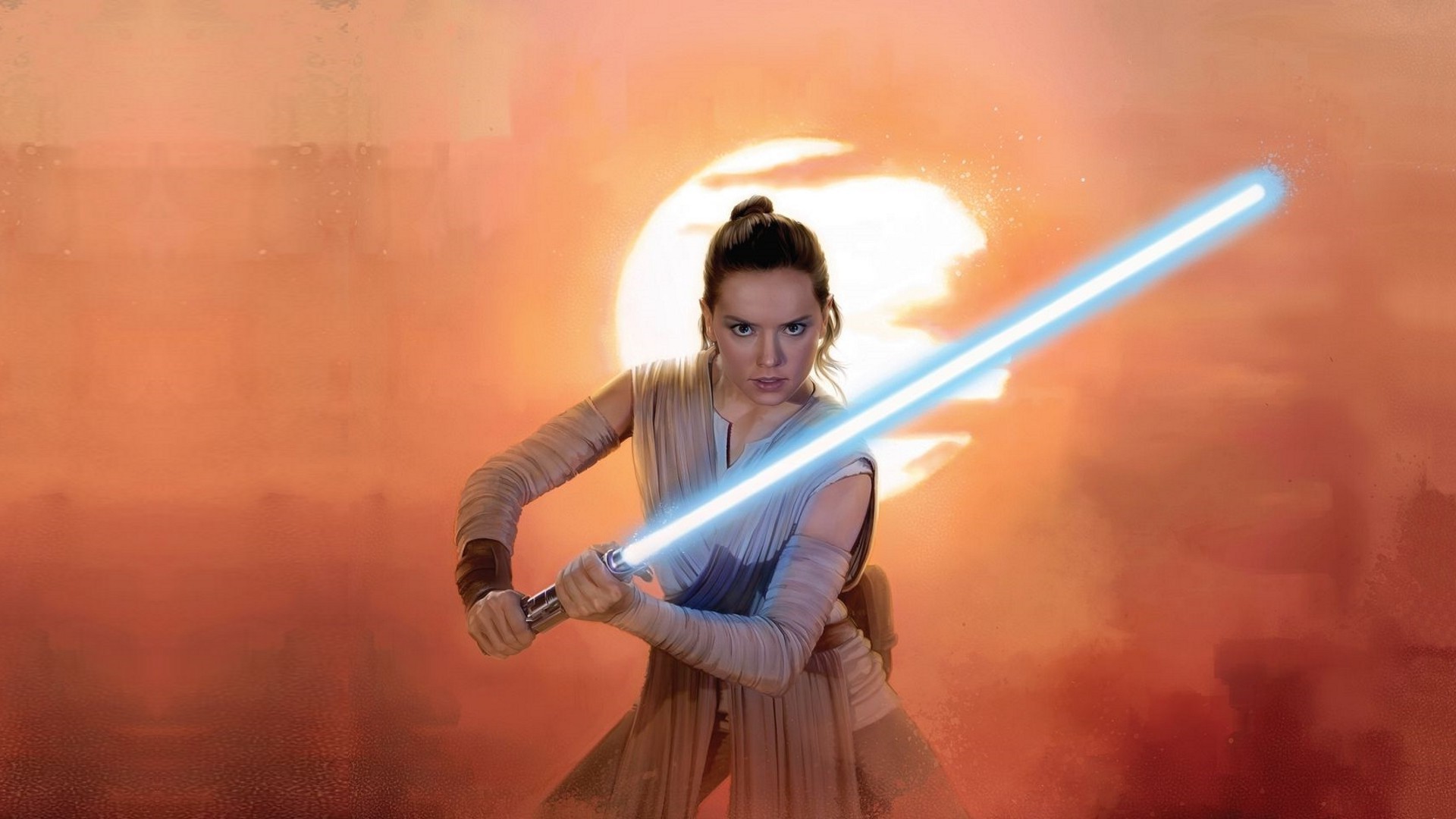 1920x1080 Daisy Ridley, Rey, Star Wars, Lightsaber, Jedi Wallpapers HD / Desktop and  Mobile Backgrounds