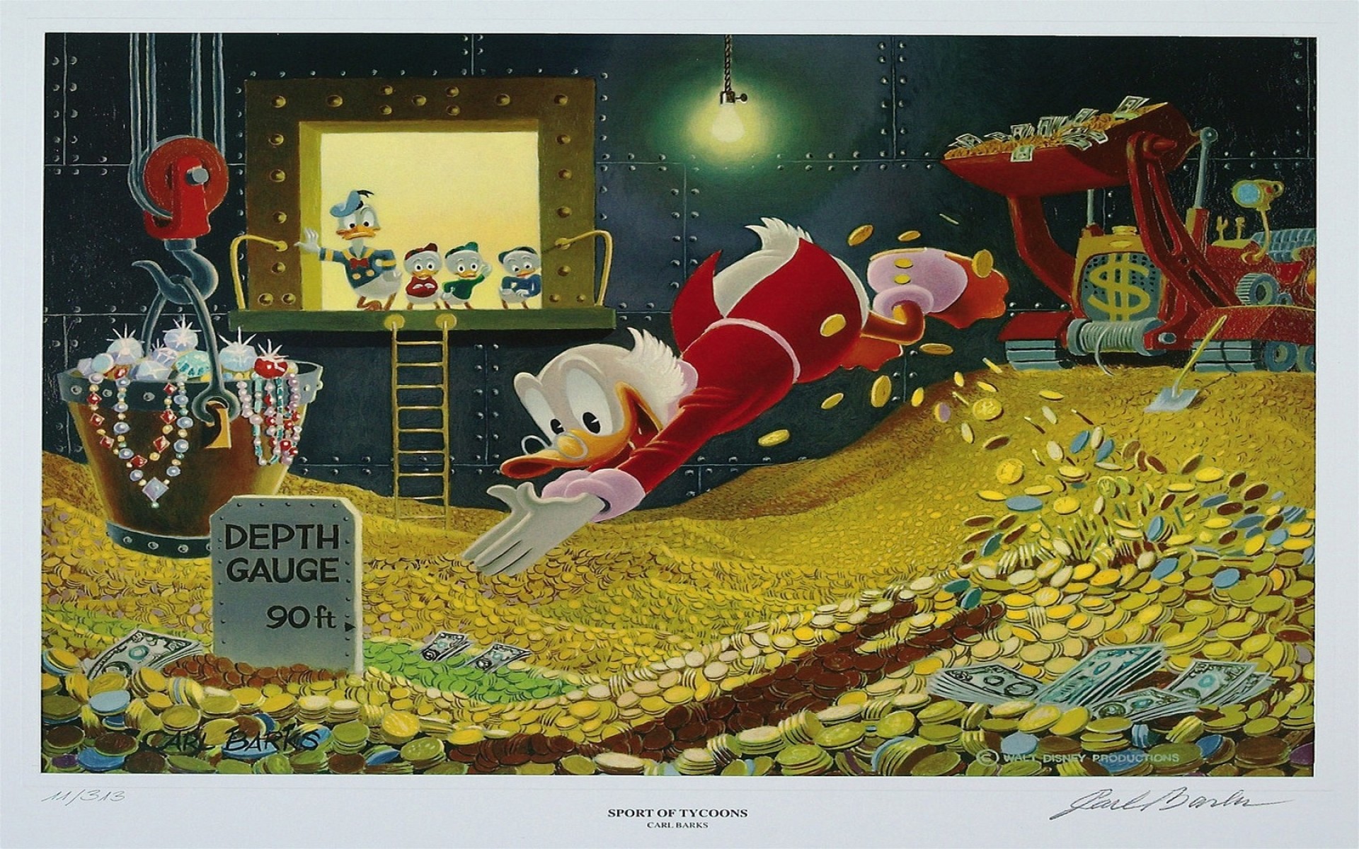 1920x1200 Donald_Duck Uncle Scrooge kids family Wealth coins money richness background