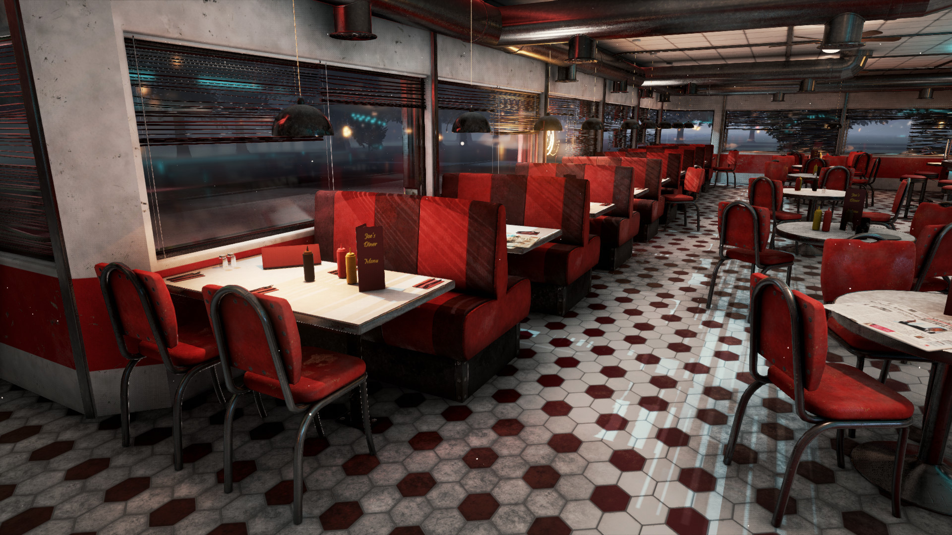 1920x1080 American Diner Slow Fly Through