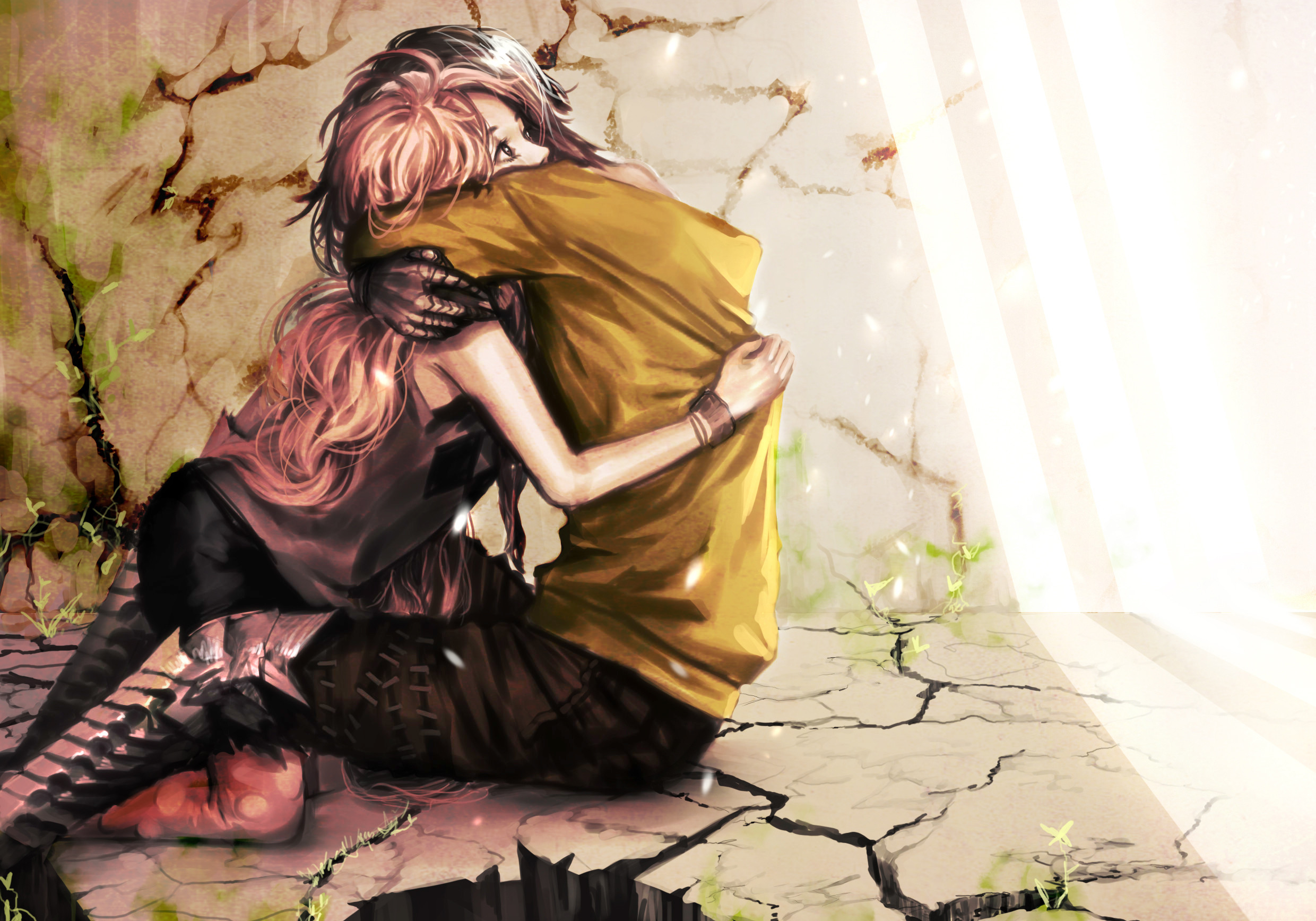2480x1735 ... Couple Romantic Hug In Beautiful Sunshine Anime Artwork HD wallpaper  for free