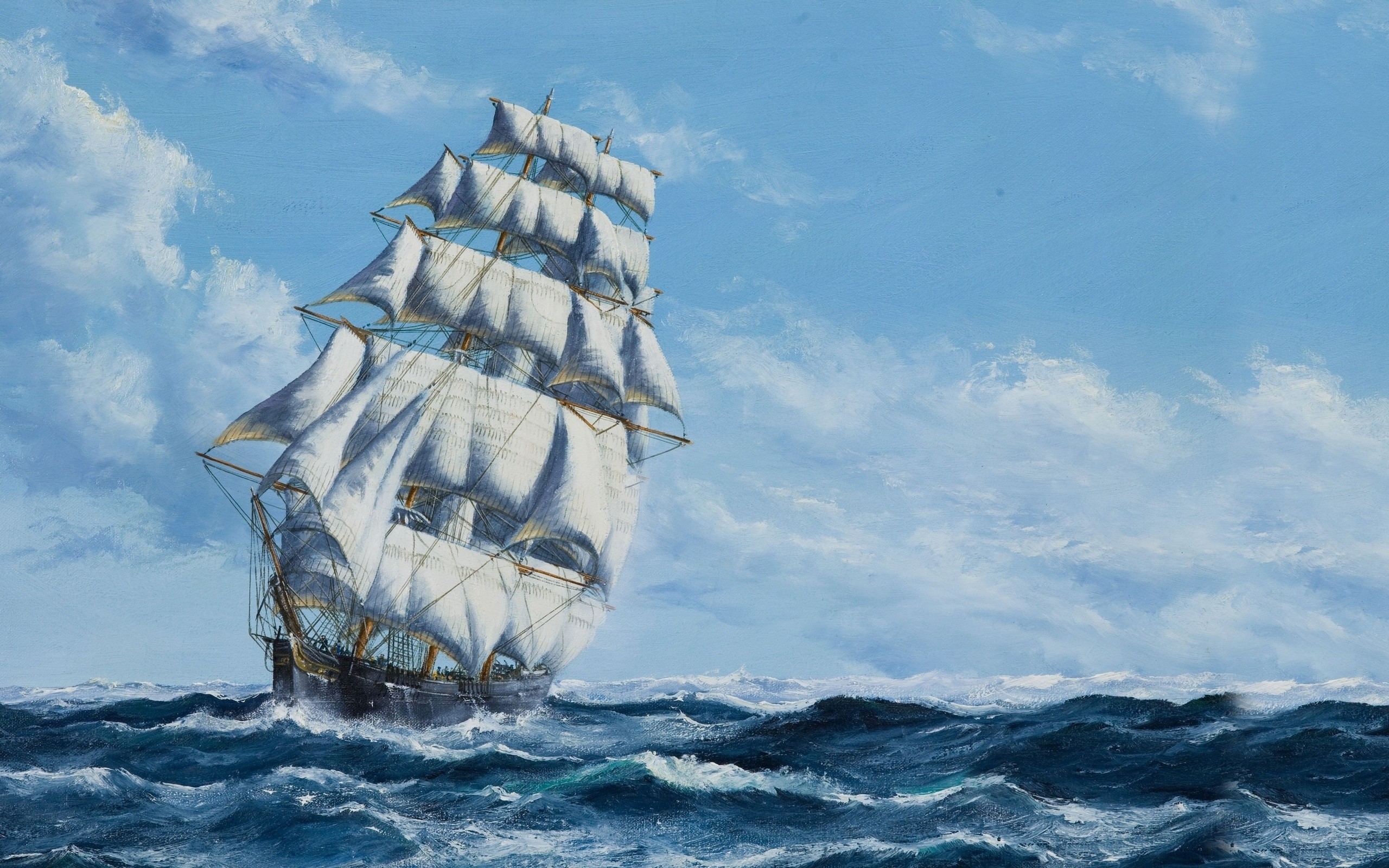 2560x1600 Sailing Ship Painting