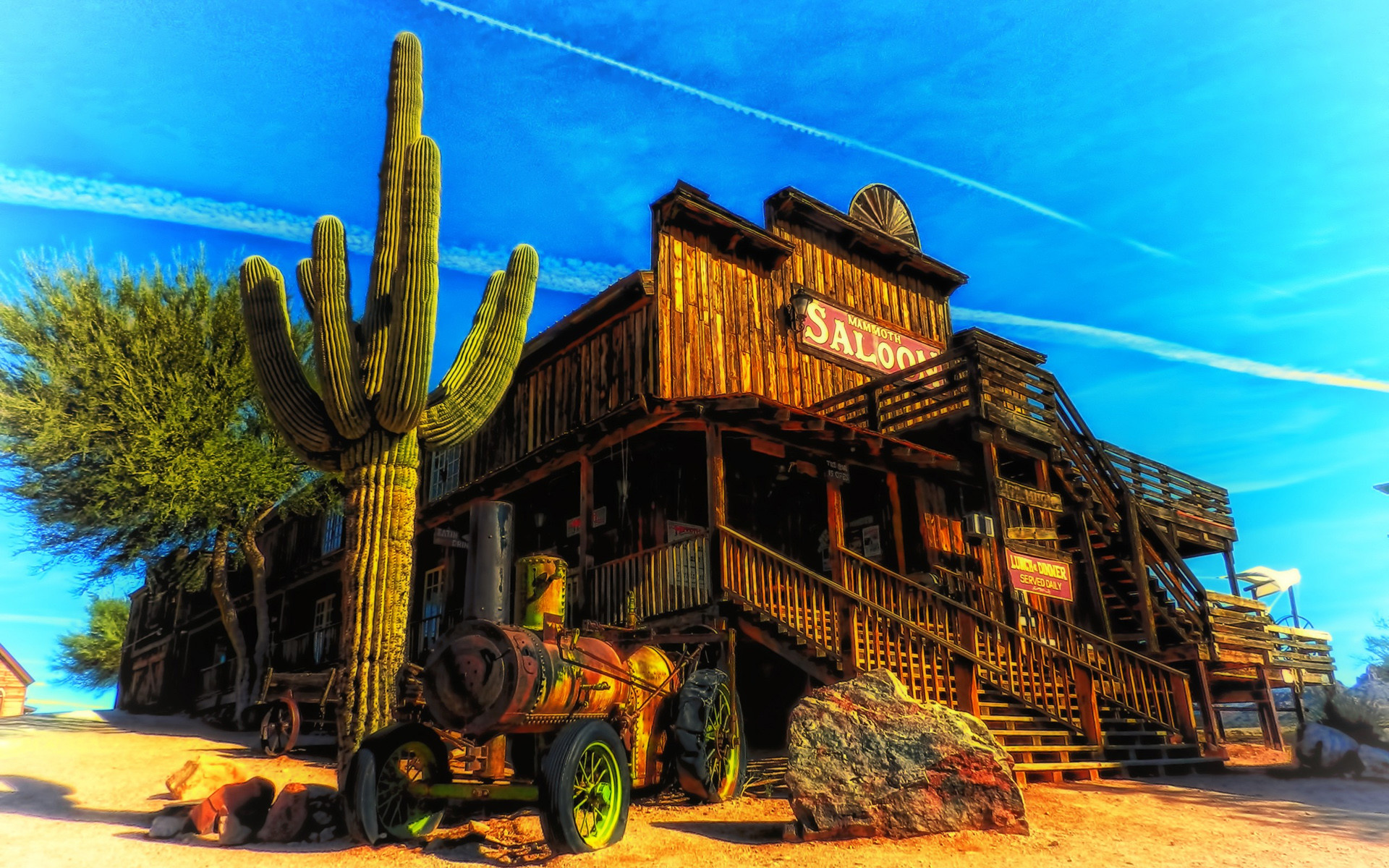 1920x1200 Wallpaper cactus, bar, saloon, Wild West, Saloon in the Wild West.