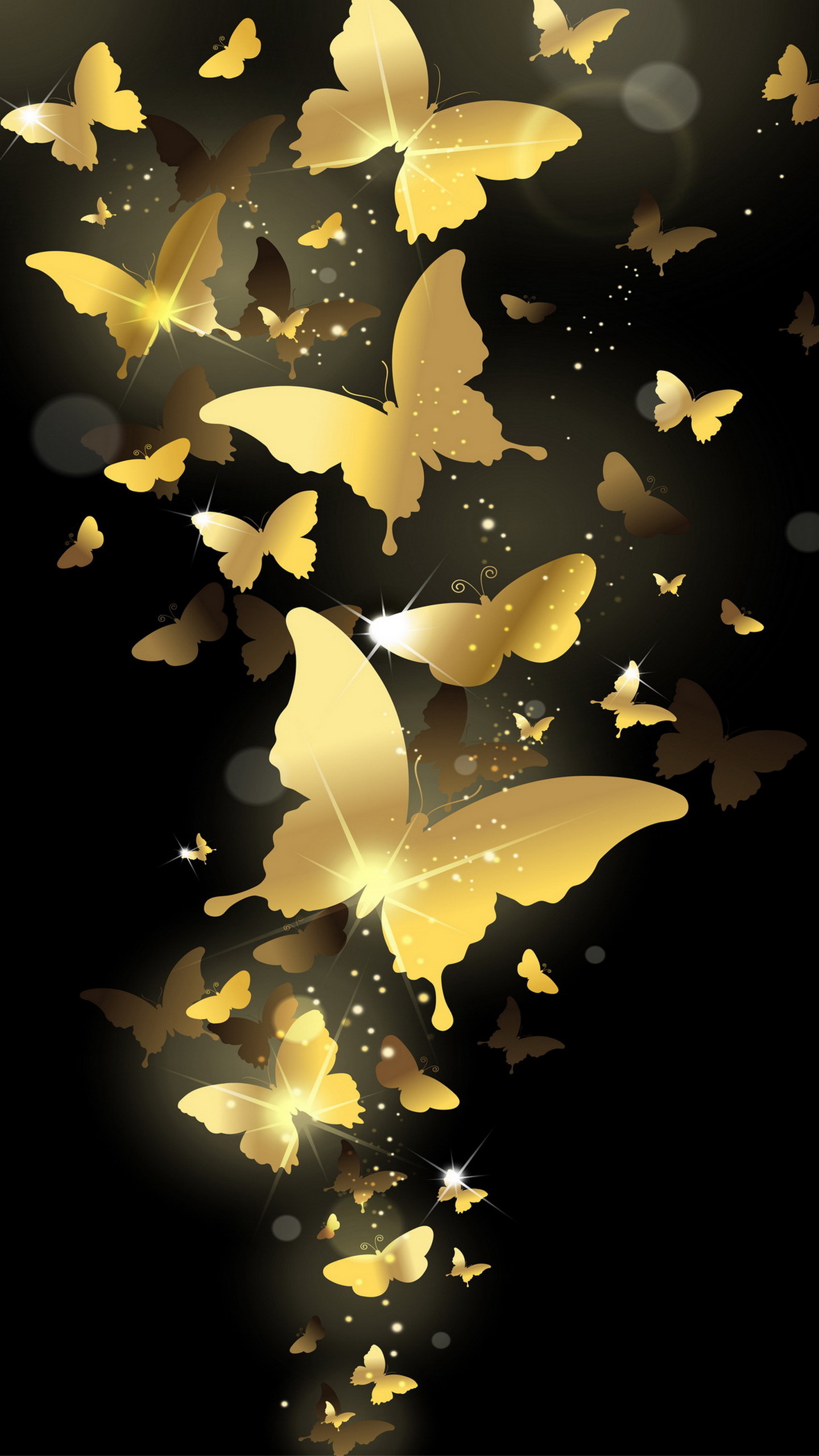 1440x2560 Flying Golden Butterflies Lockscreen Lock Screen  Samsung Galaxy  Note 4 Wallpaper, Quad HD,