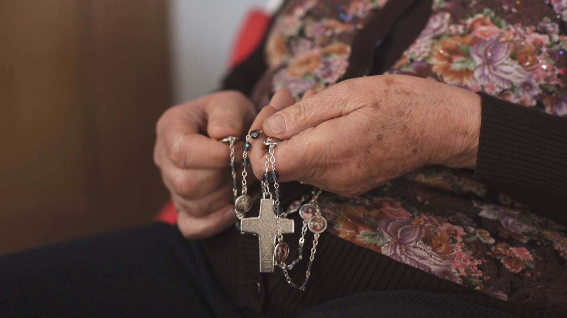 1920x1080 close up on Hands of an old woman snatching the rosary while praying Stock  Video Footage - VideoBlocks