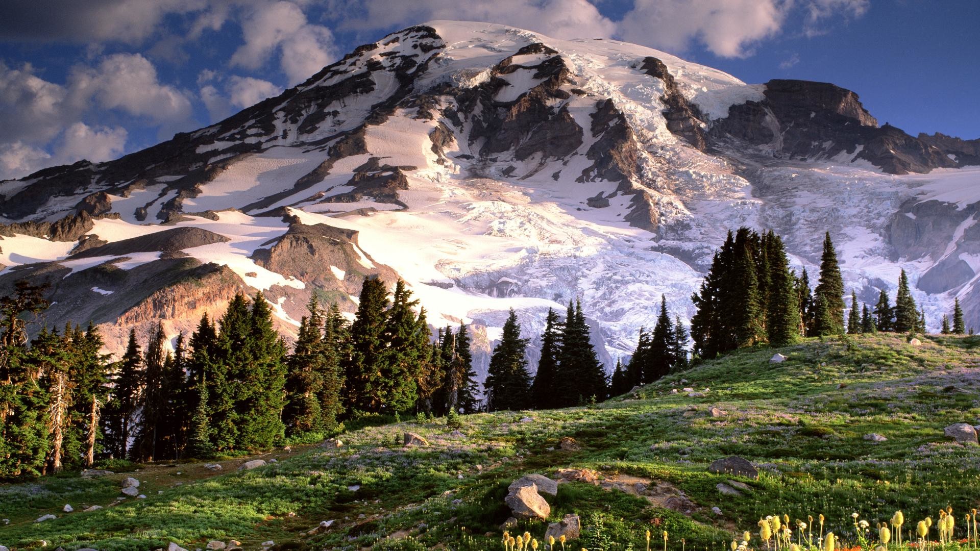 1920x1080 14,410 feet above sea level, Washington State's Mount Rainier has some of  the highest peaks