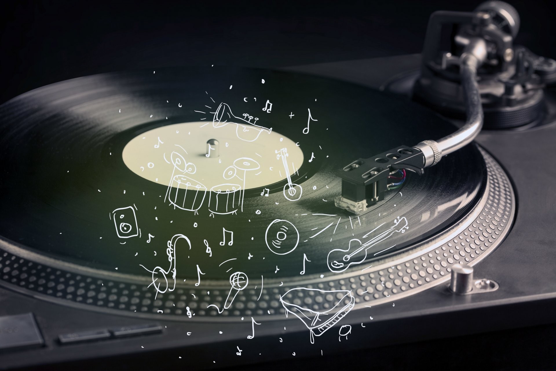1920x1280 music tools musical instrument album vinyl the player record music fan  party drawn band guitars impact