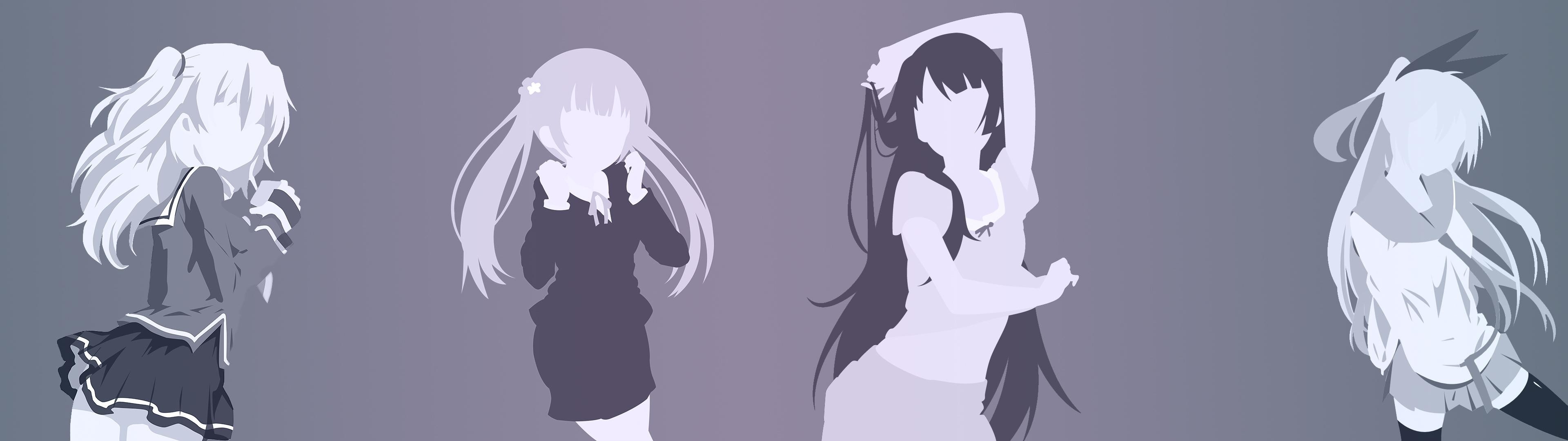 3840x1080 SimplisticStyled Girls from Different Animes () HD Wallpaper From  Gallsource.com