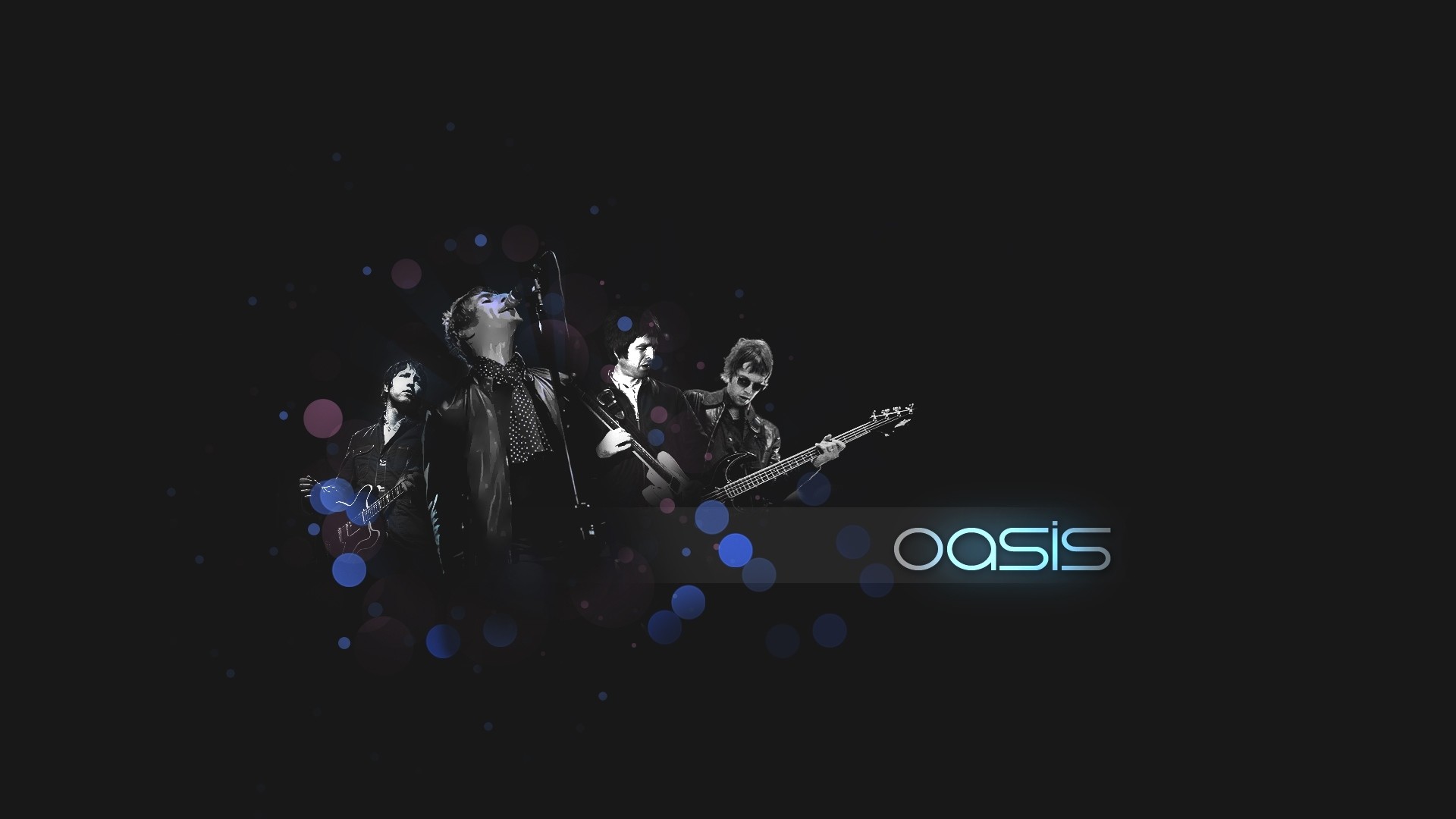 1920x1080 Preview wallpaper oasis, band, members, sign, instruments 