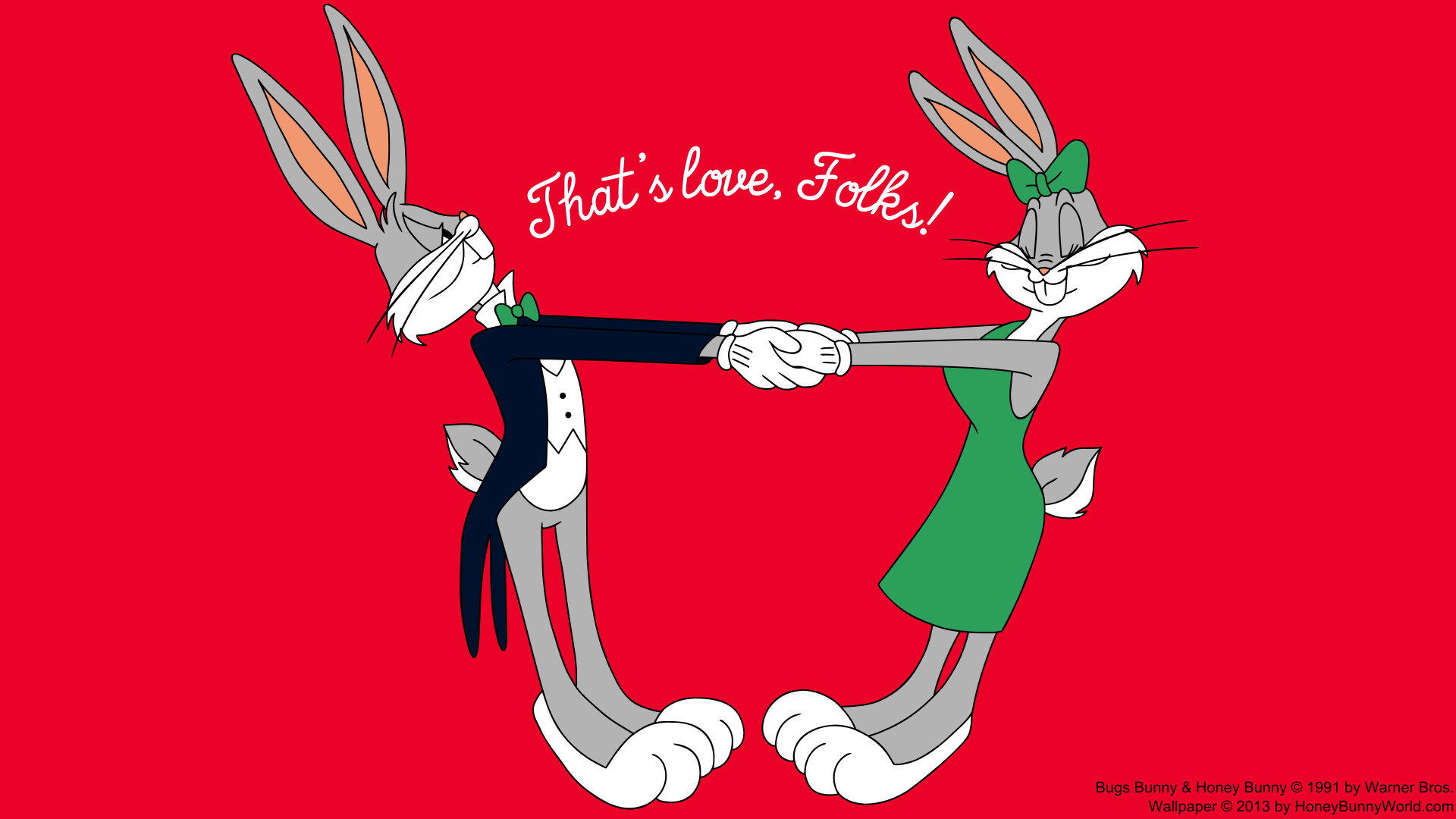 1920x1080 Everybunny loves some bunny, and Bugs Bunny loves Honey Bunny! And in this  wallpaper you can see how sincere and true their love is.