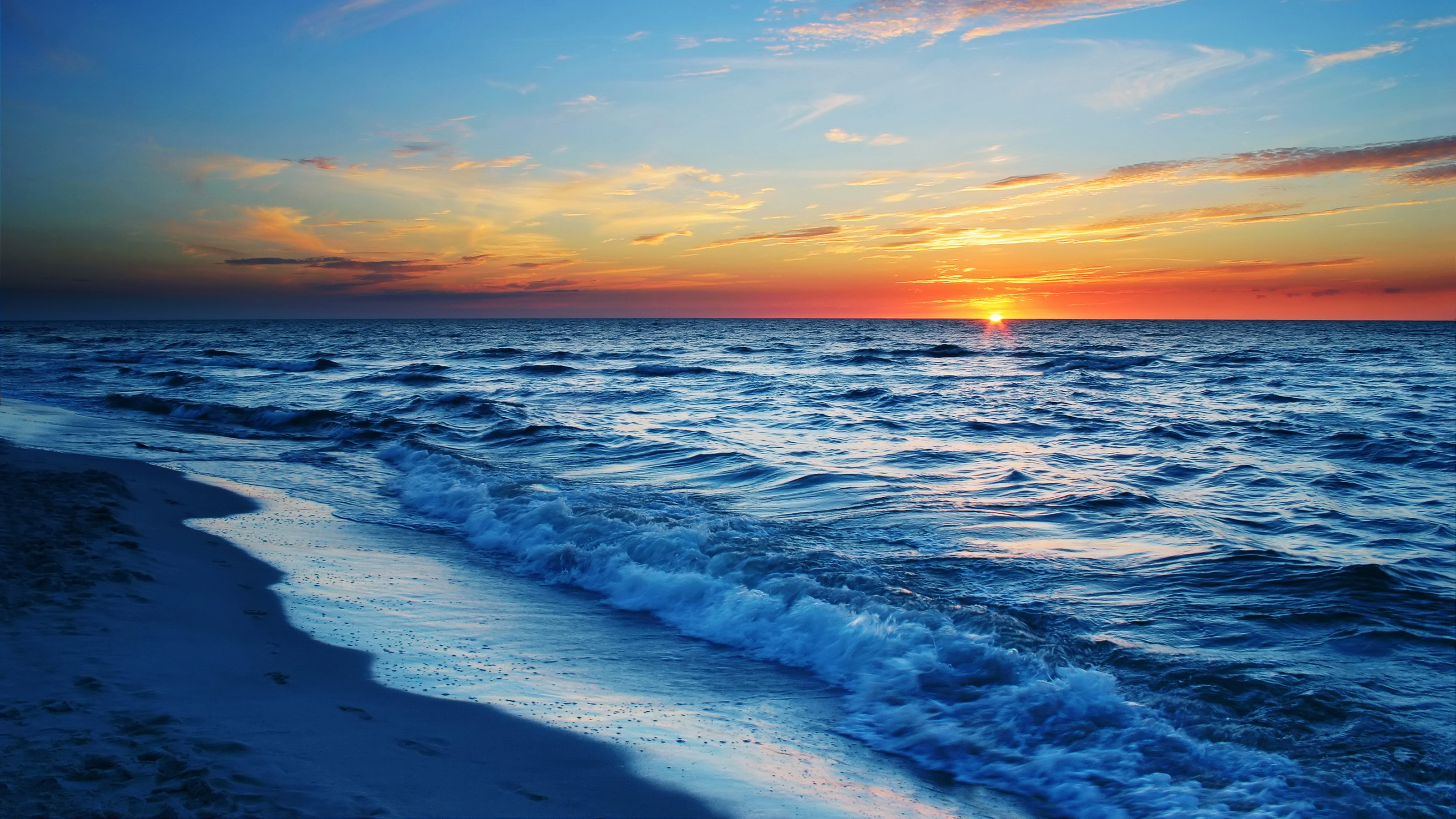 3200x1800 Waves Sea Calm Sunset