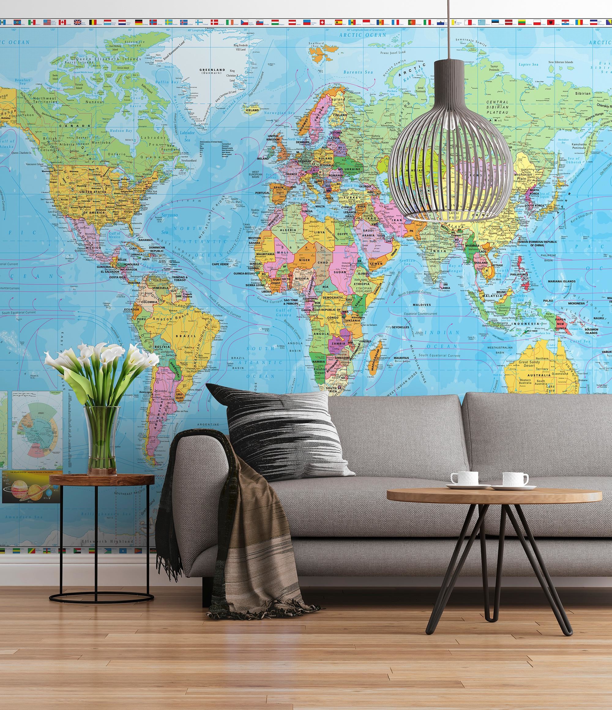 2000x2320 Sunny Decor Photo Mural 'World Map', 1 Piece, multicoloured, SD055