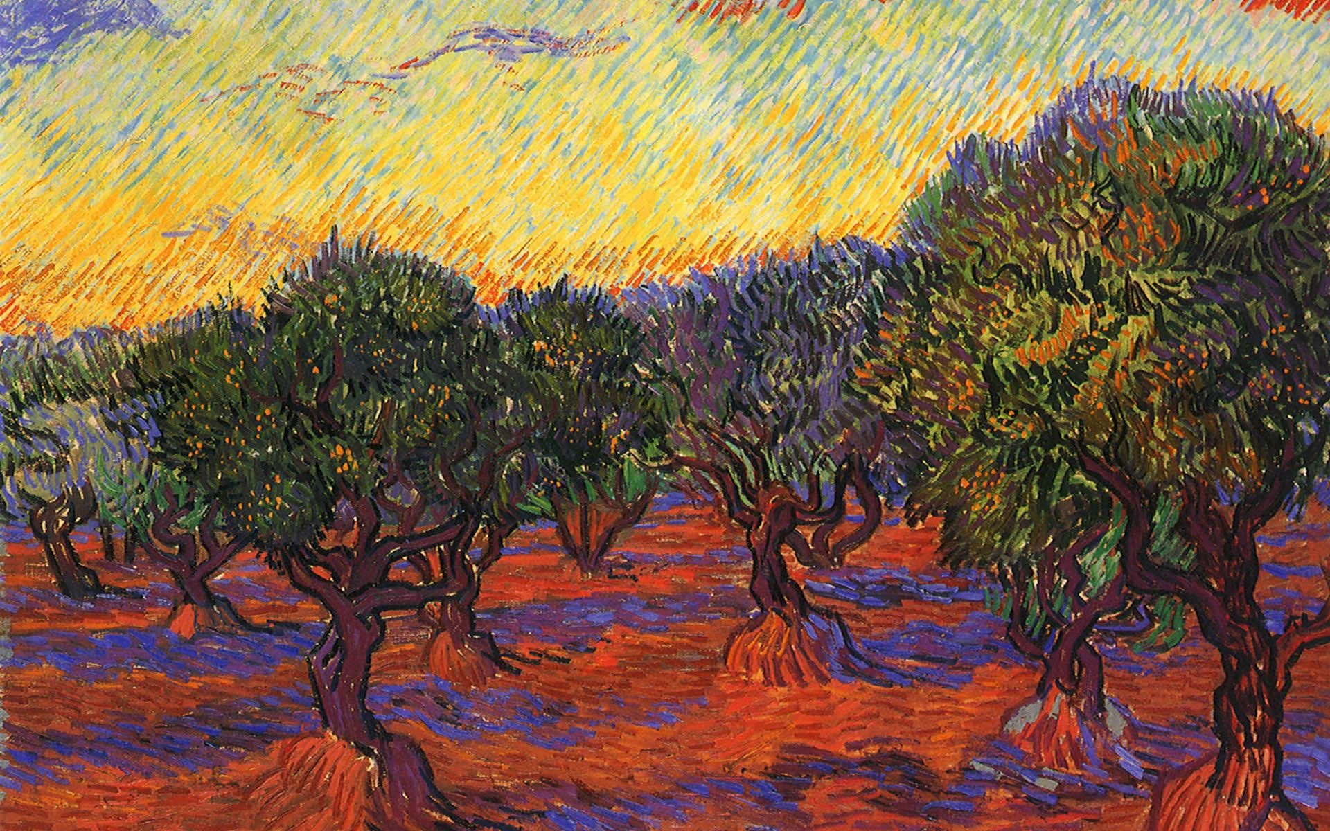 1920x1200 ... painting of vincent van gogh red fields ...