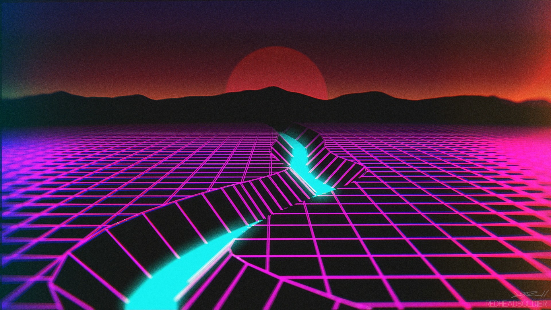 1920x1080 General  New Retro Wave neon synthwave wireframe