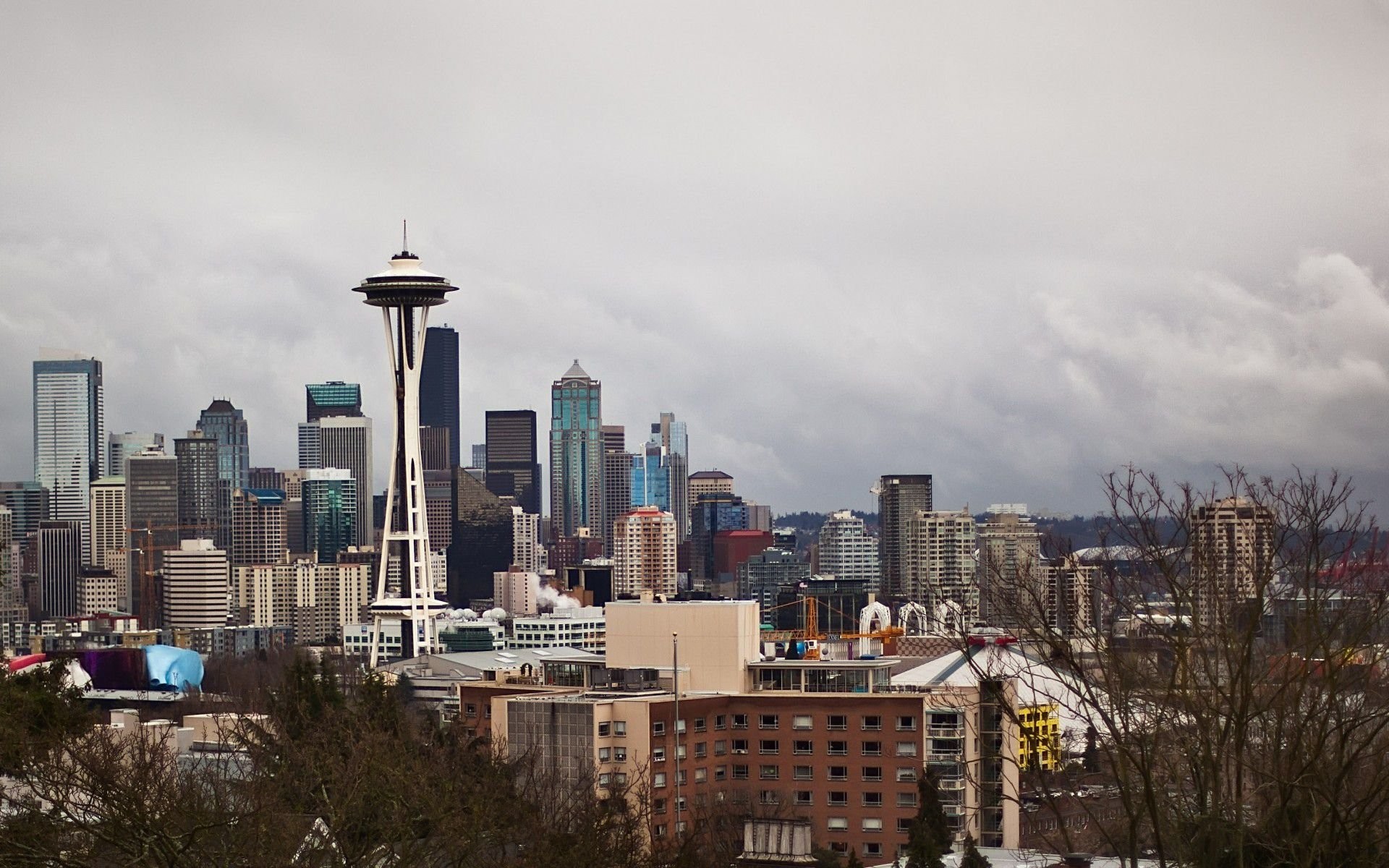 1920x1200 Seattle Skyline Rain