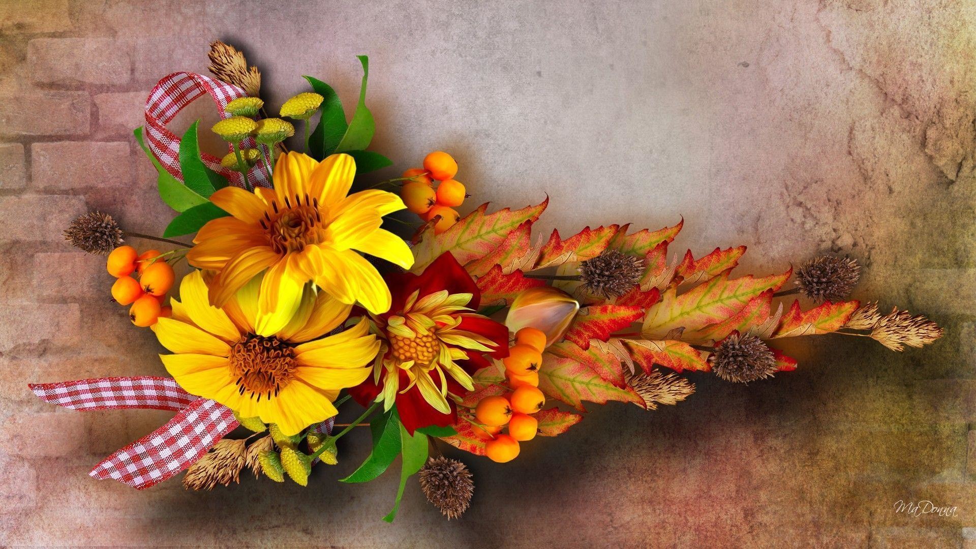1920x1080 Wallpapers For > Fall Flowers And Pumpkins Wallpaper